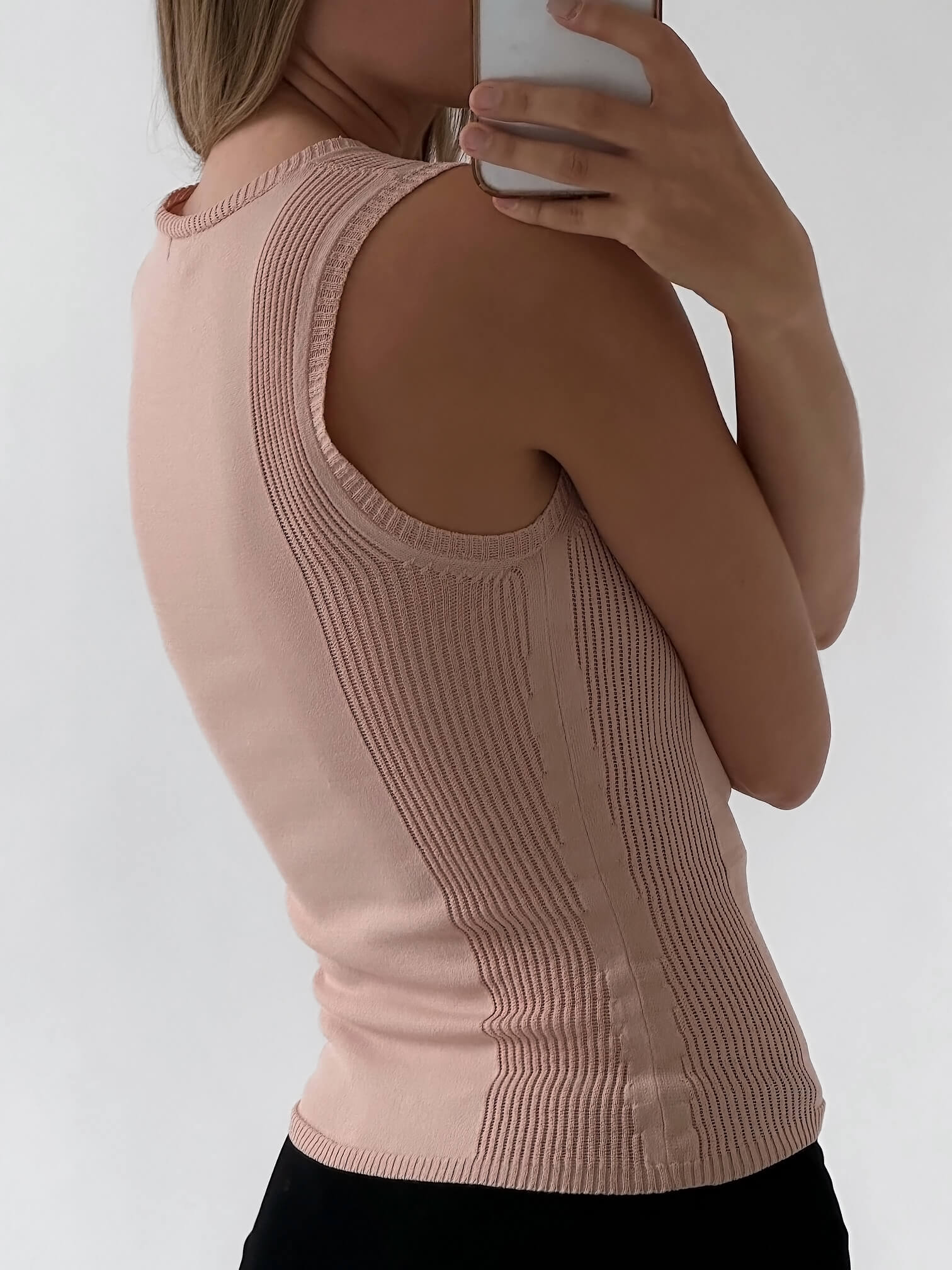 Vintage Ribbed Knit Blush Singlet | S/M