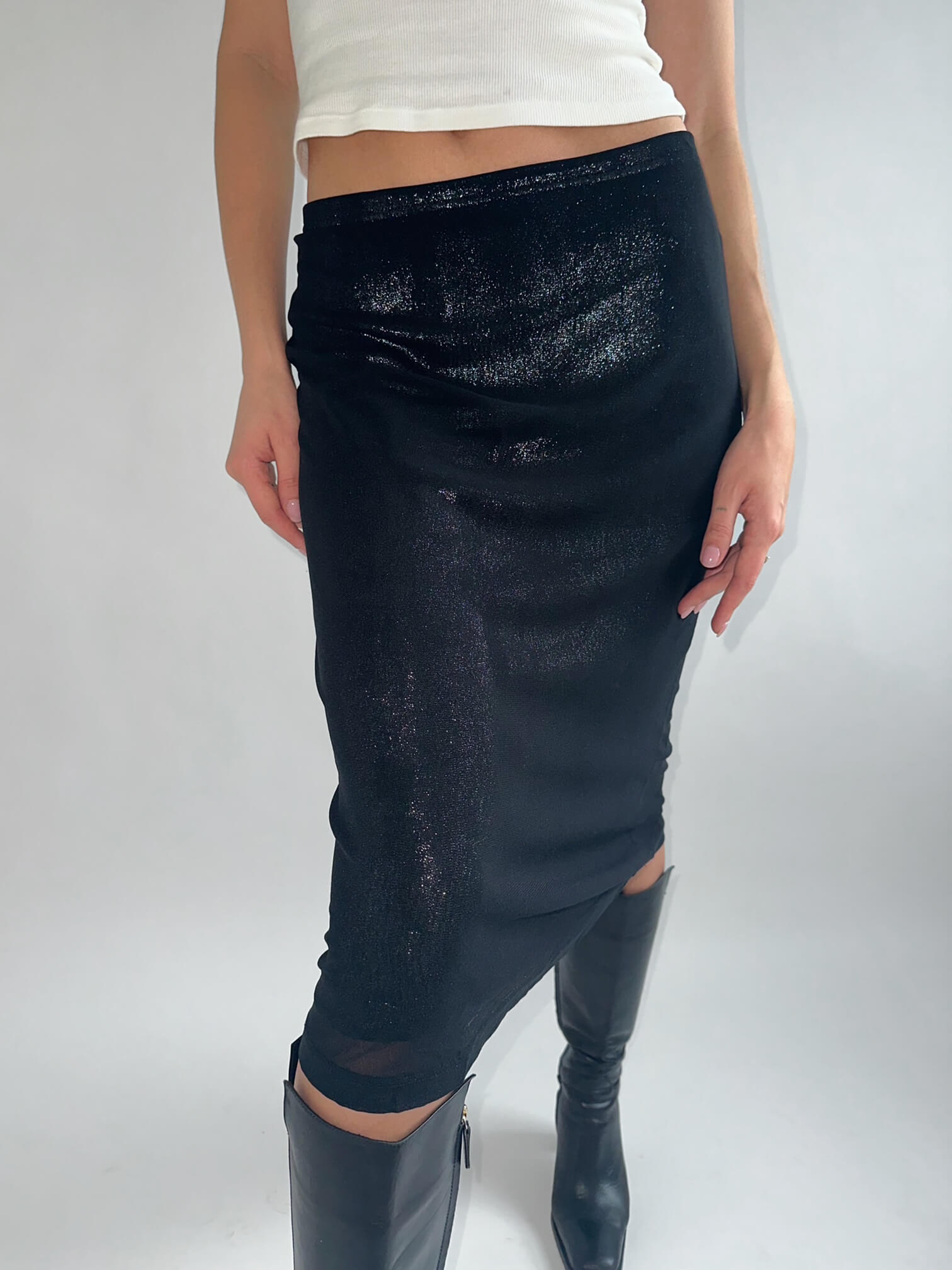 Vintage ESPRIT Metallic Mesh Midi Skirt  | S/M