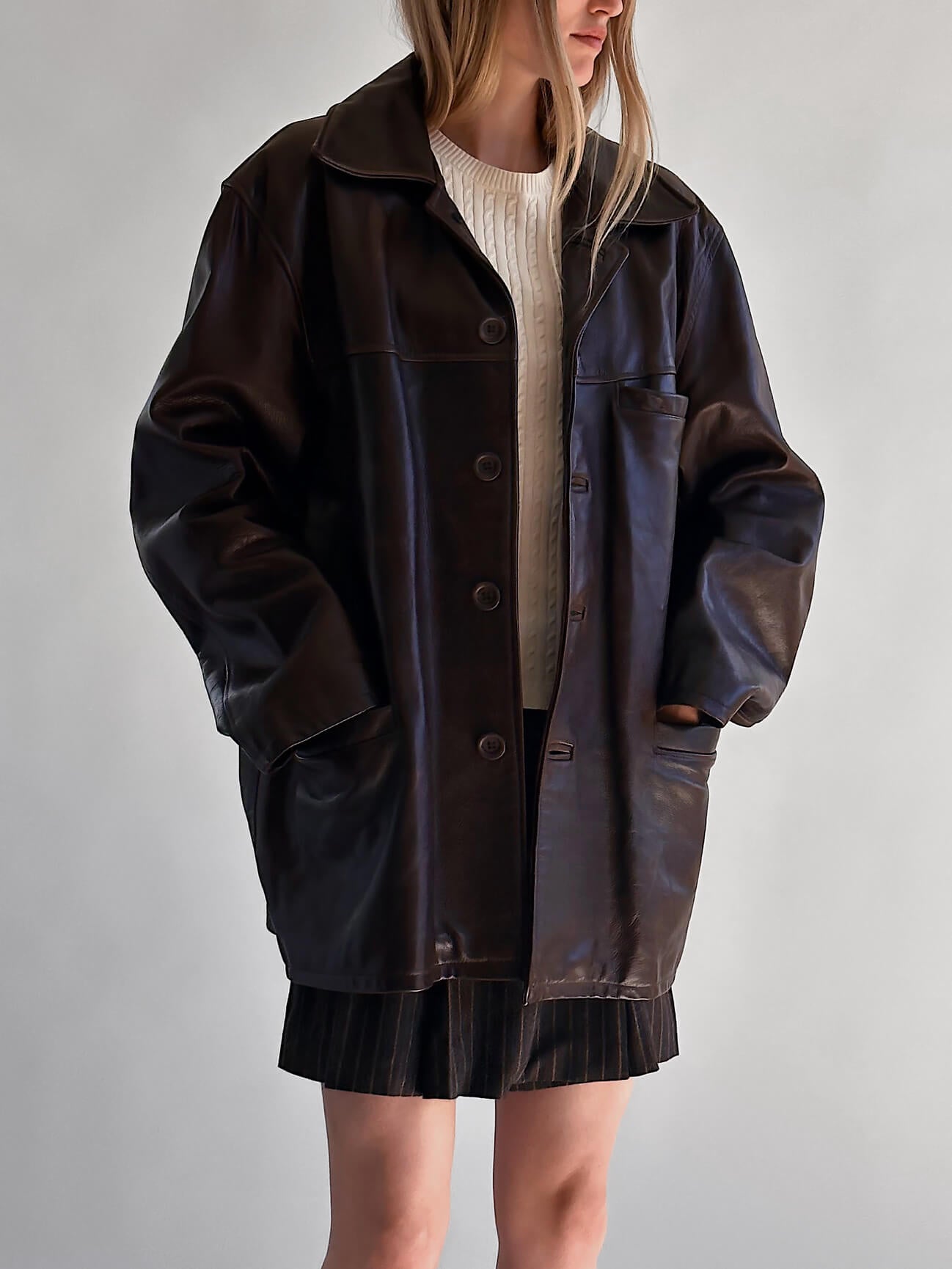 Vintage Ultra Oversized Patina Leather Jacket | XS-XXL