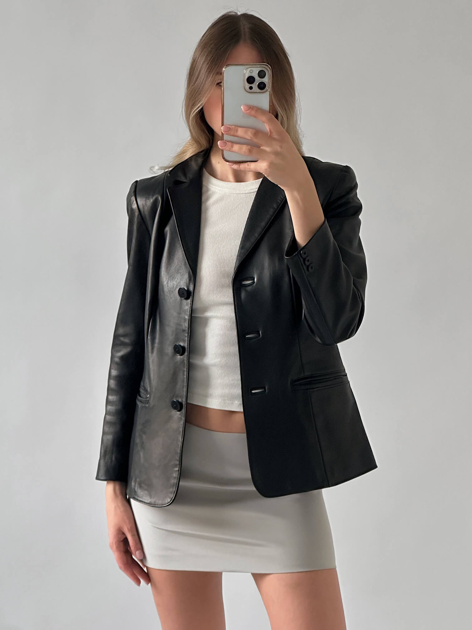 Vintage Short Leather Blazer | XS/S