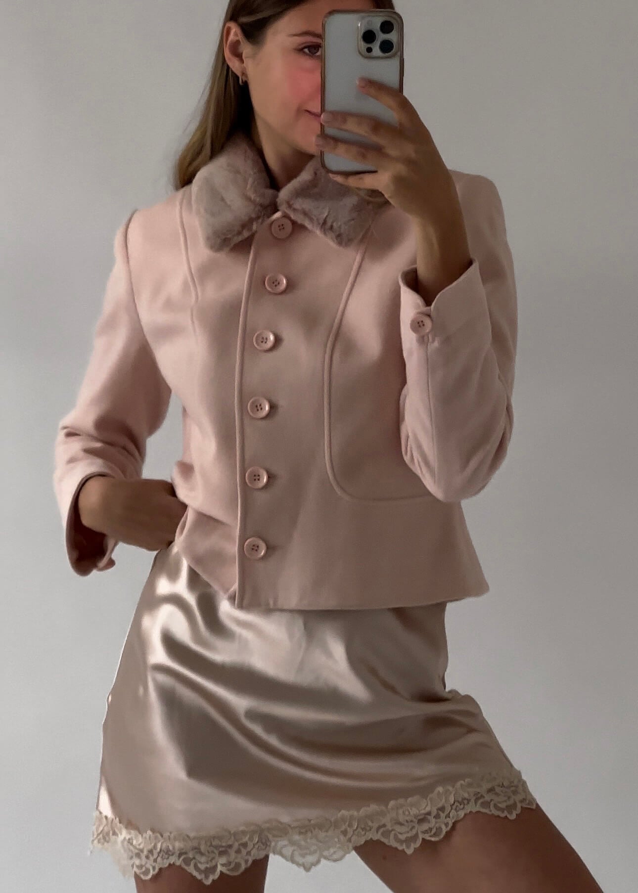 Vintage Cashmere & Wool Blend Pink Jacket | 6/S