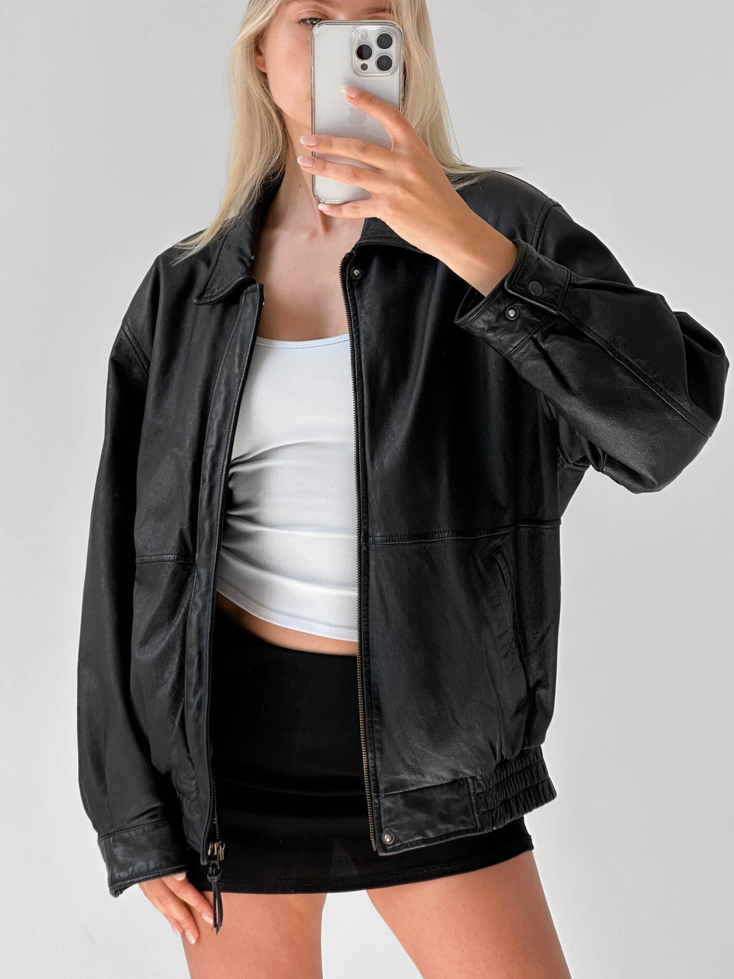 Vintage Oversized Classic Leather Bomber Jacket  | XS-L
