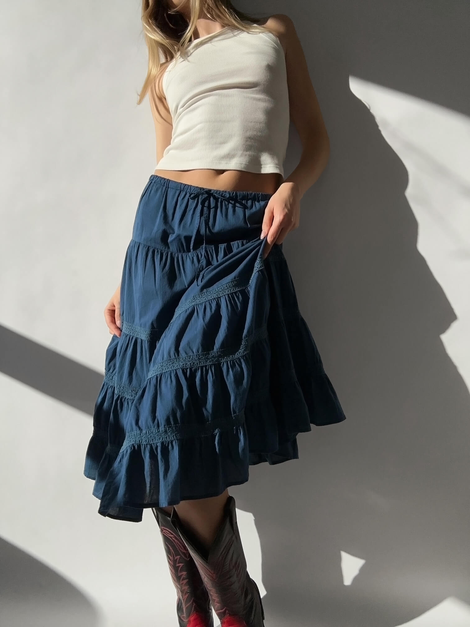 2000s CLUB MONACO Boho Cotton Skirt | S/M