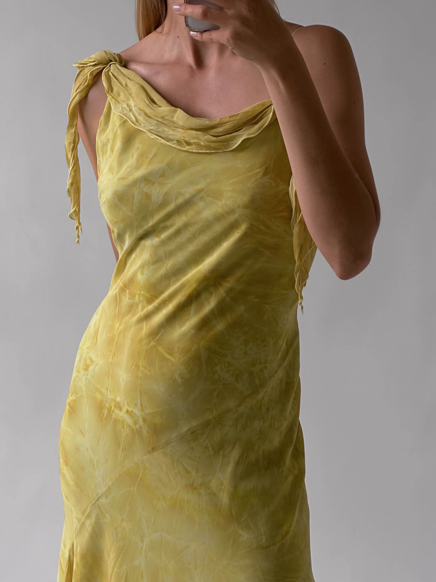 Vintage Lemon Tie Dye Midi Dress | L/10-12