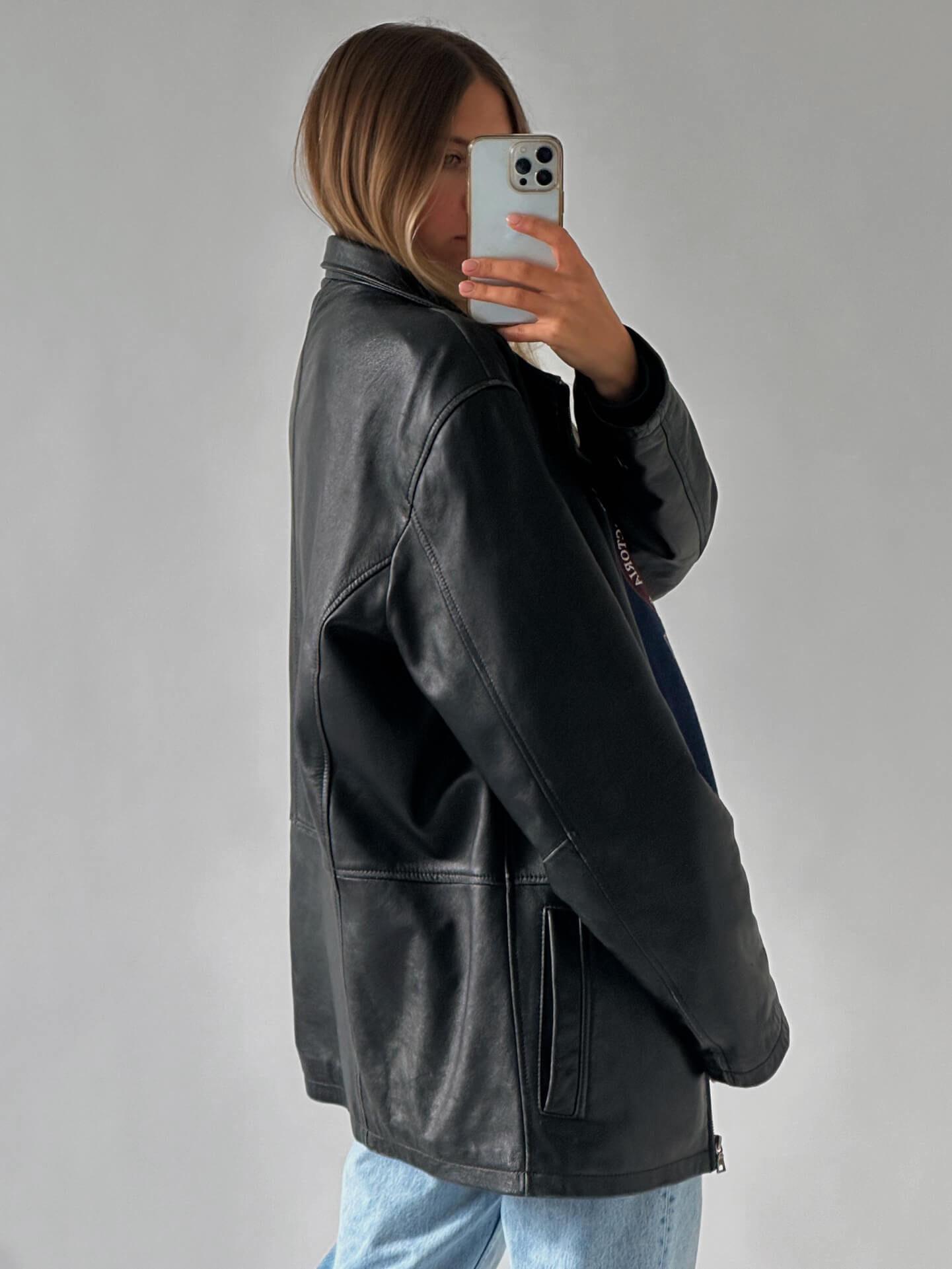 Vintage Oversized Straight Fit Leather Jacket | S-L