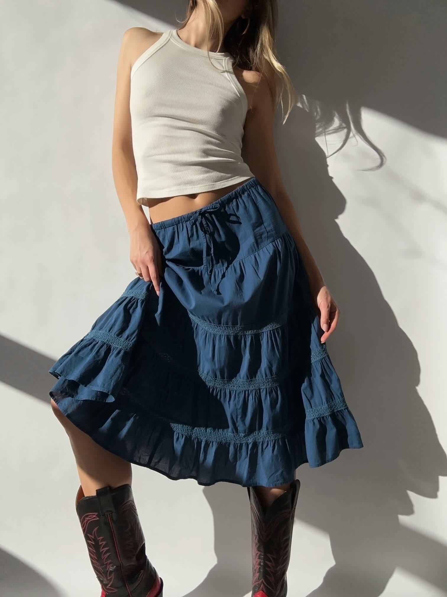 2000s CLUB MONACO Boho Cotton Skirt | S/M