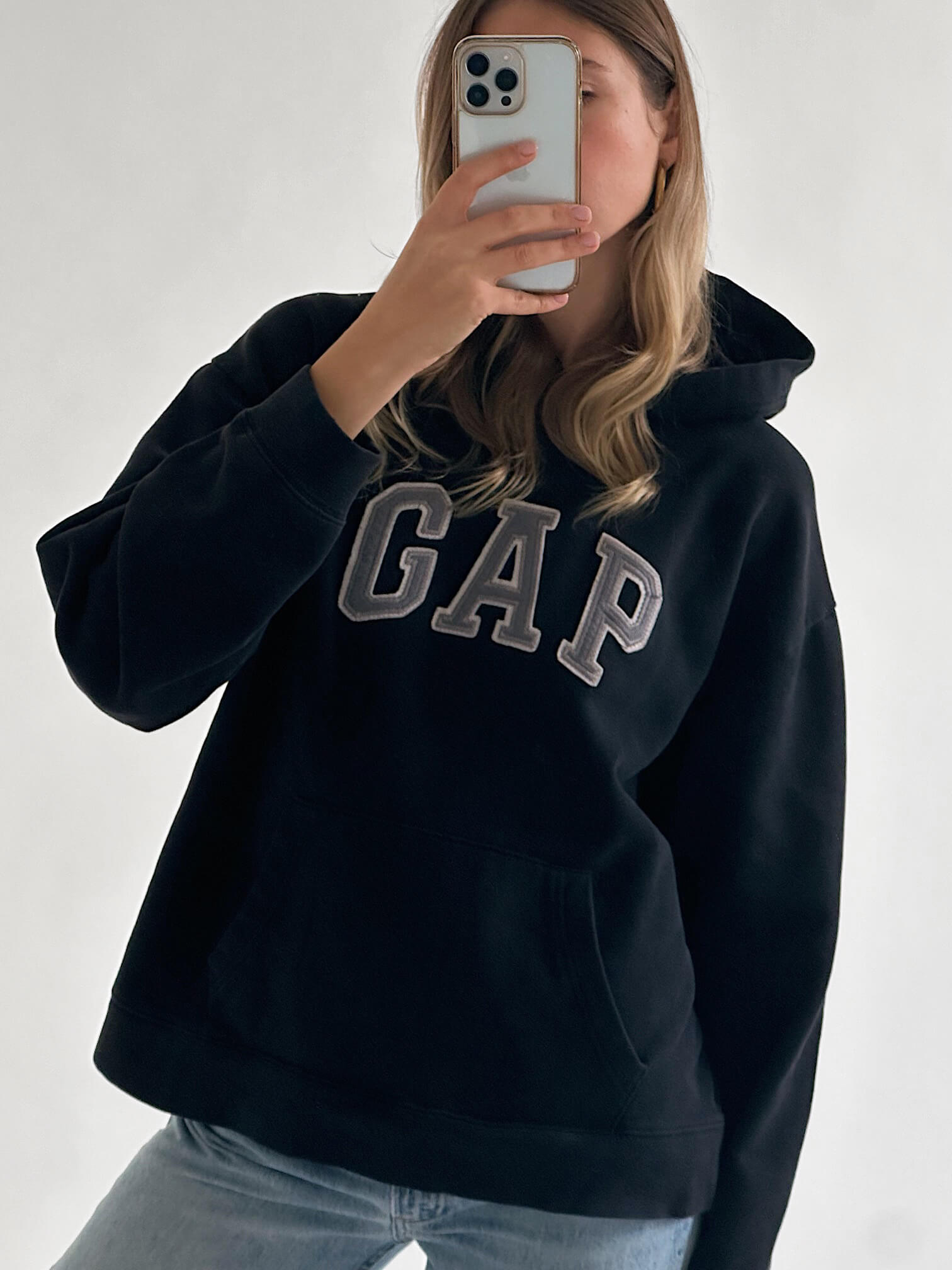 Vintage GAP Logo Faded Hoodie | L