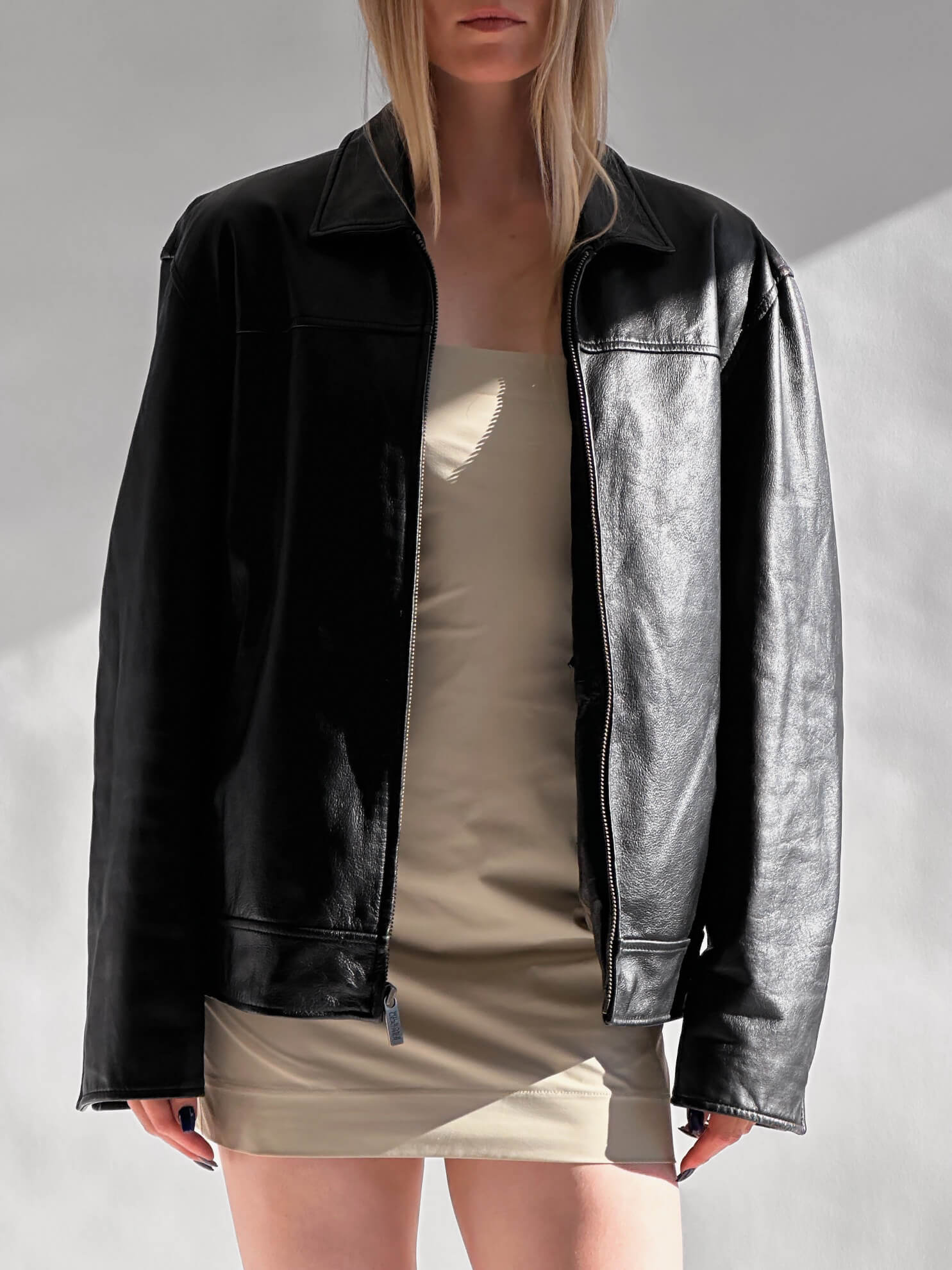 Vintage Oversized Straight Fit Leather Jacket | XS-XL