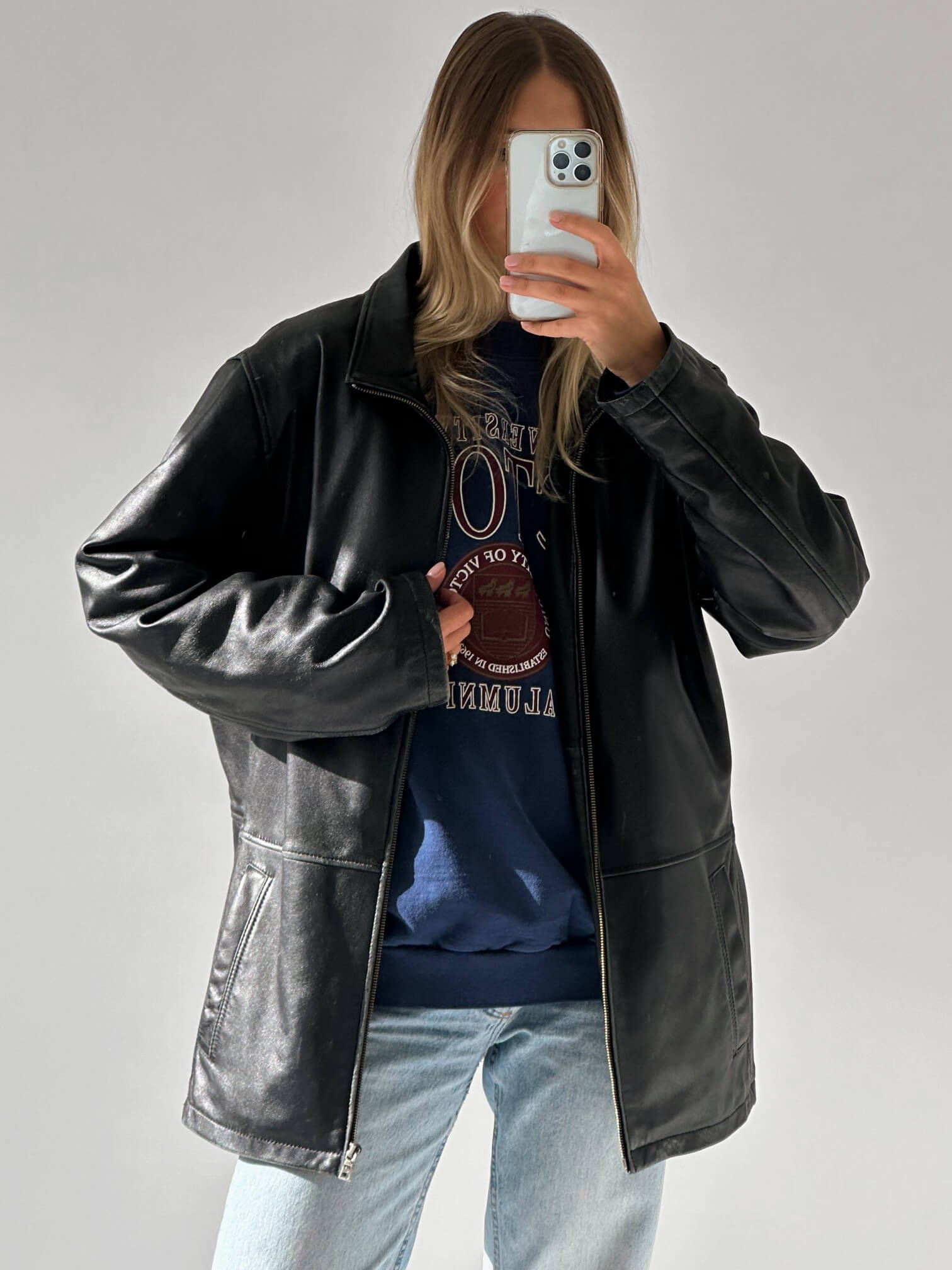 Vintage Oversized Straight Fit Leather Jacket | S-L