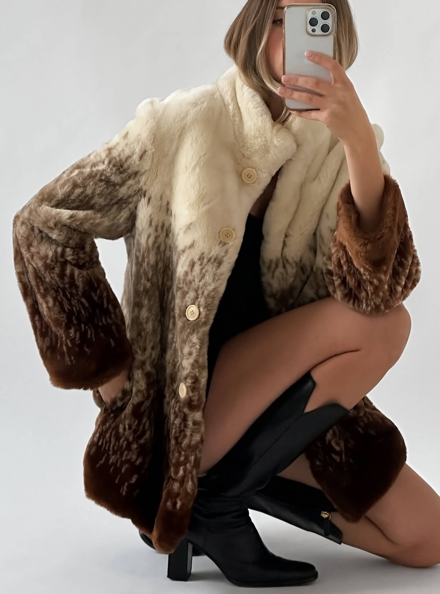 Vintage SISLEY Faux Fur Coat | XS/S