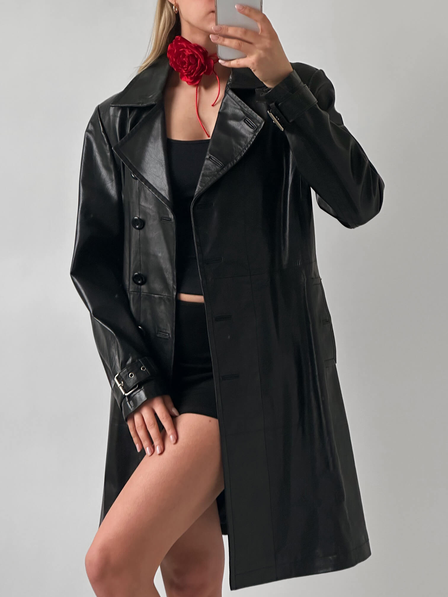 Vintage Oversized Classic Leather Trench Coat | XS-L