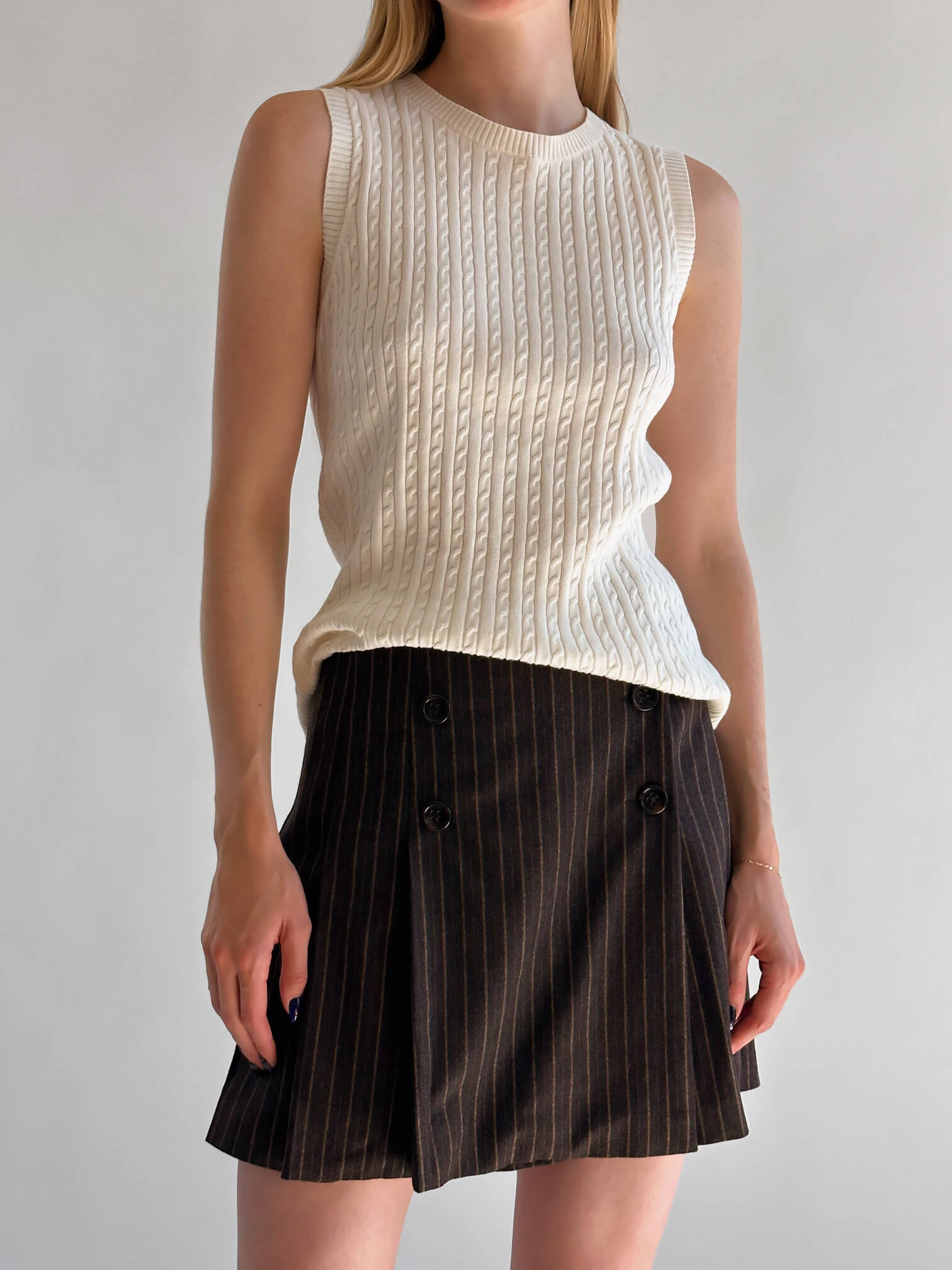 ESCADA SPORT Pinstripe Pleated Skirt | 34/S