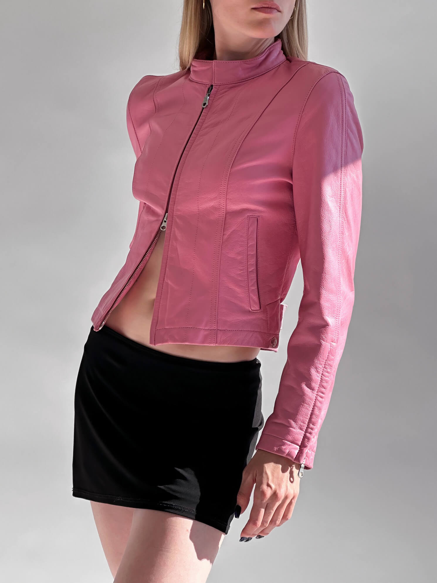 Vintage Wilson's Pink Leather Moto Jacket | XS/S
