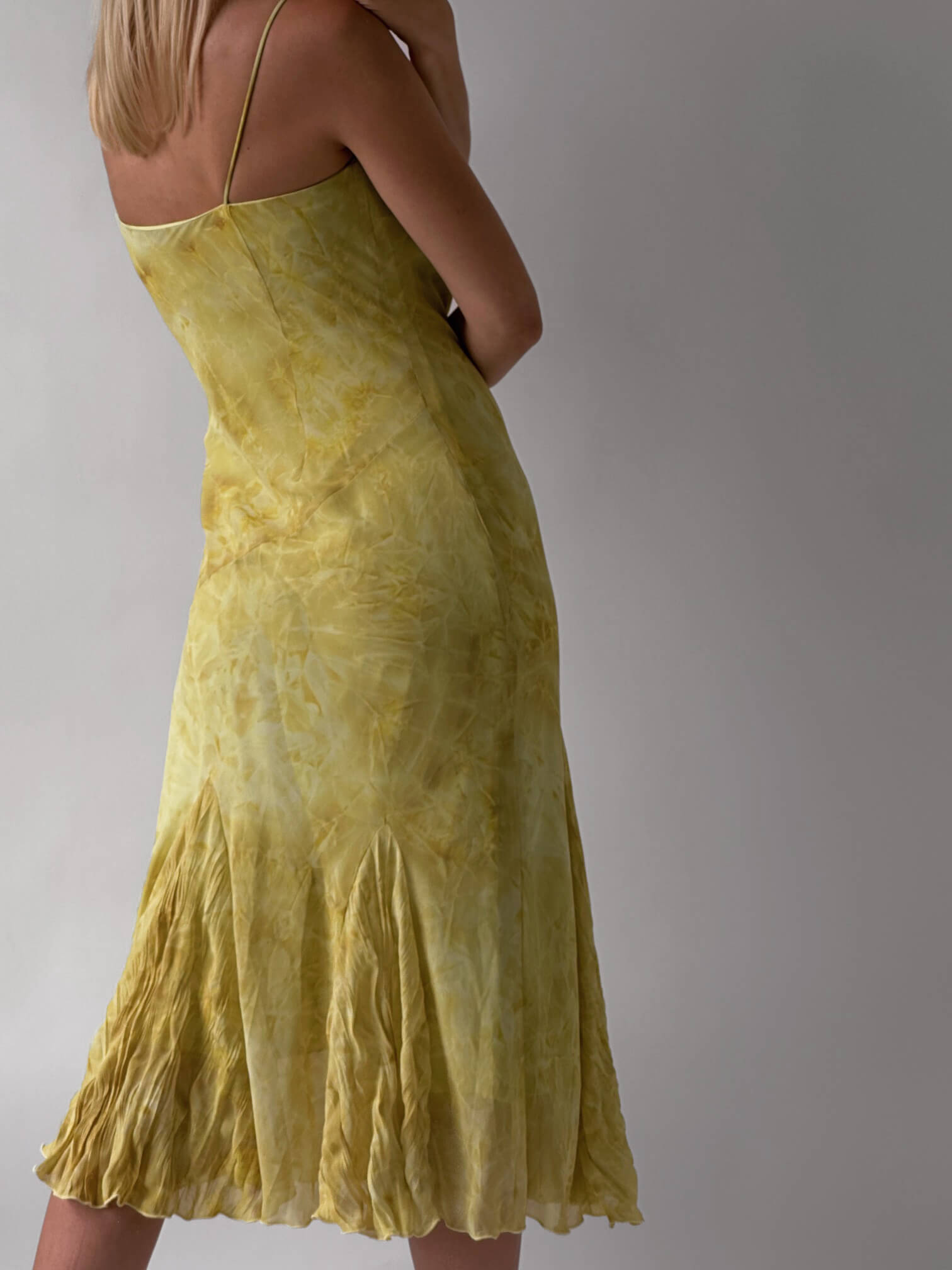 Vintage Lemon Tie Dye Midi Dress | L/10-12