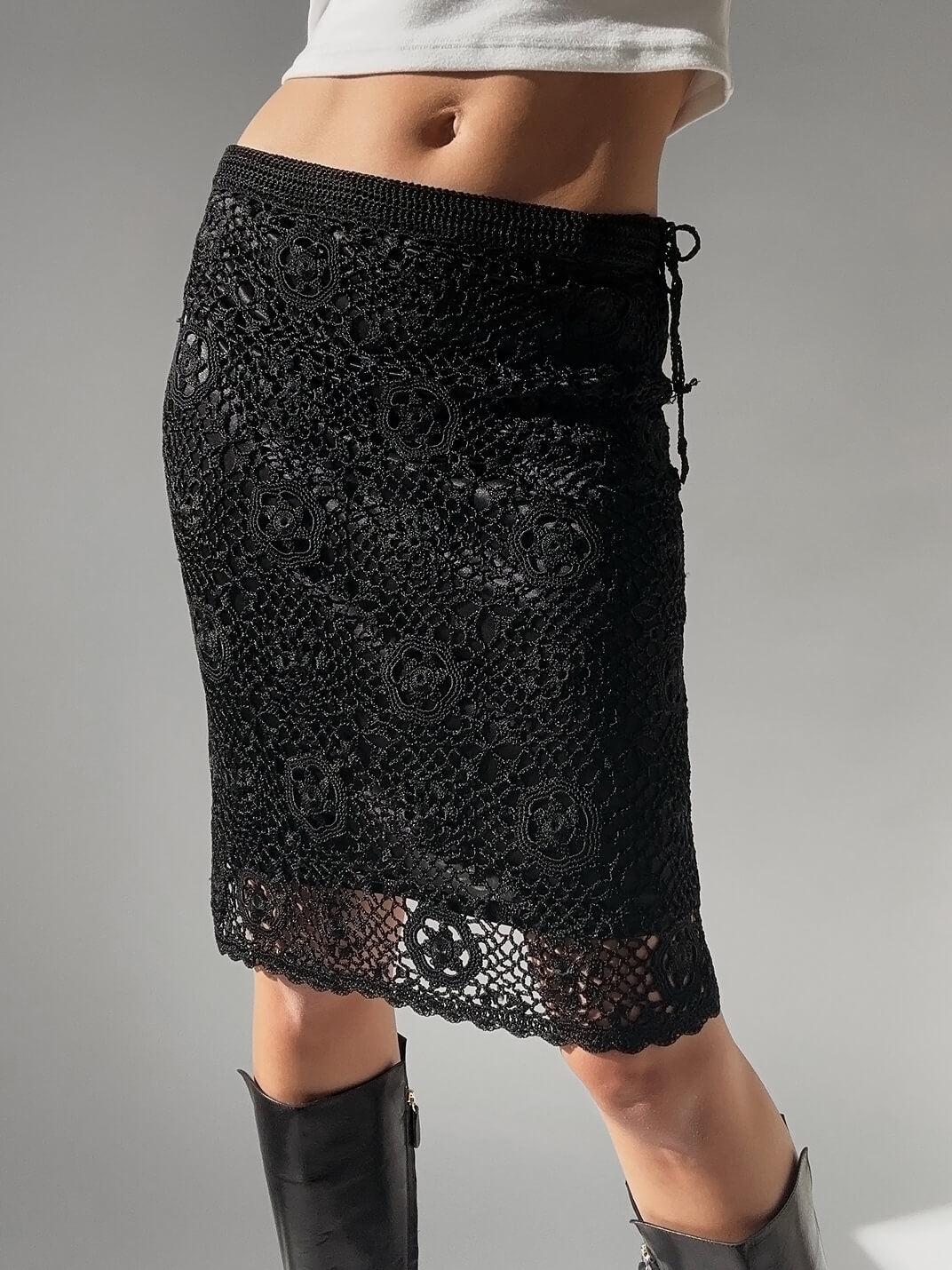 Vintage Crochet Midi Skirt | S