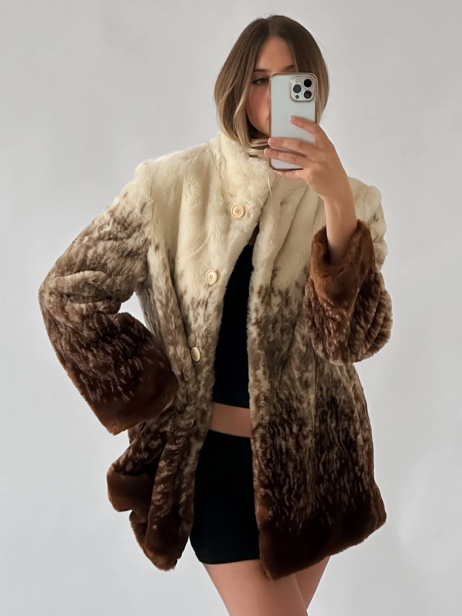 Vintage SISLEY Faux Fur Coat | XS/S