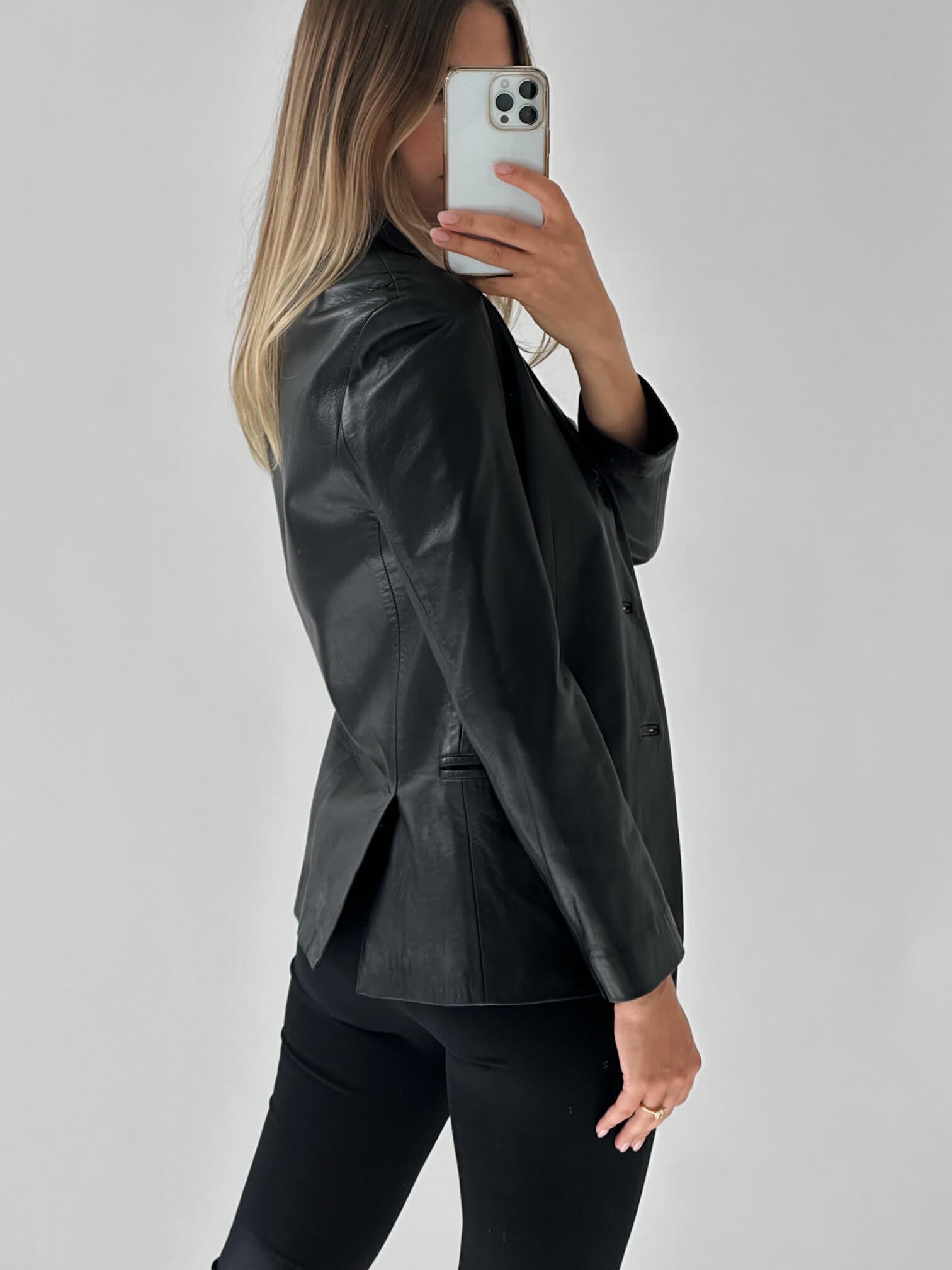 Vintage Slim Leather Blazer | XS