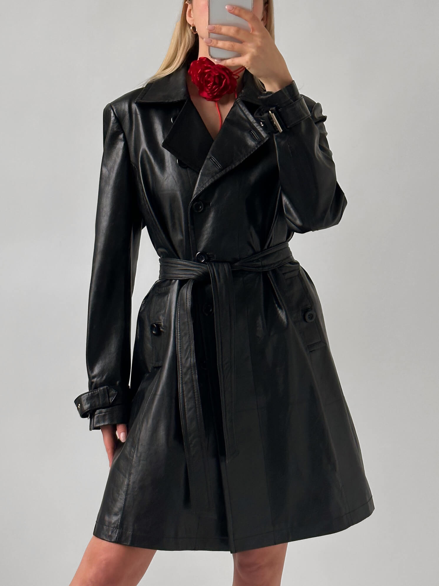 Vintage leather trench on sale coat