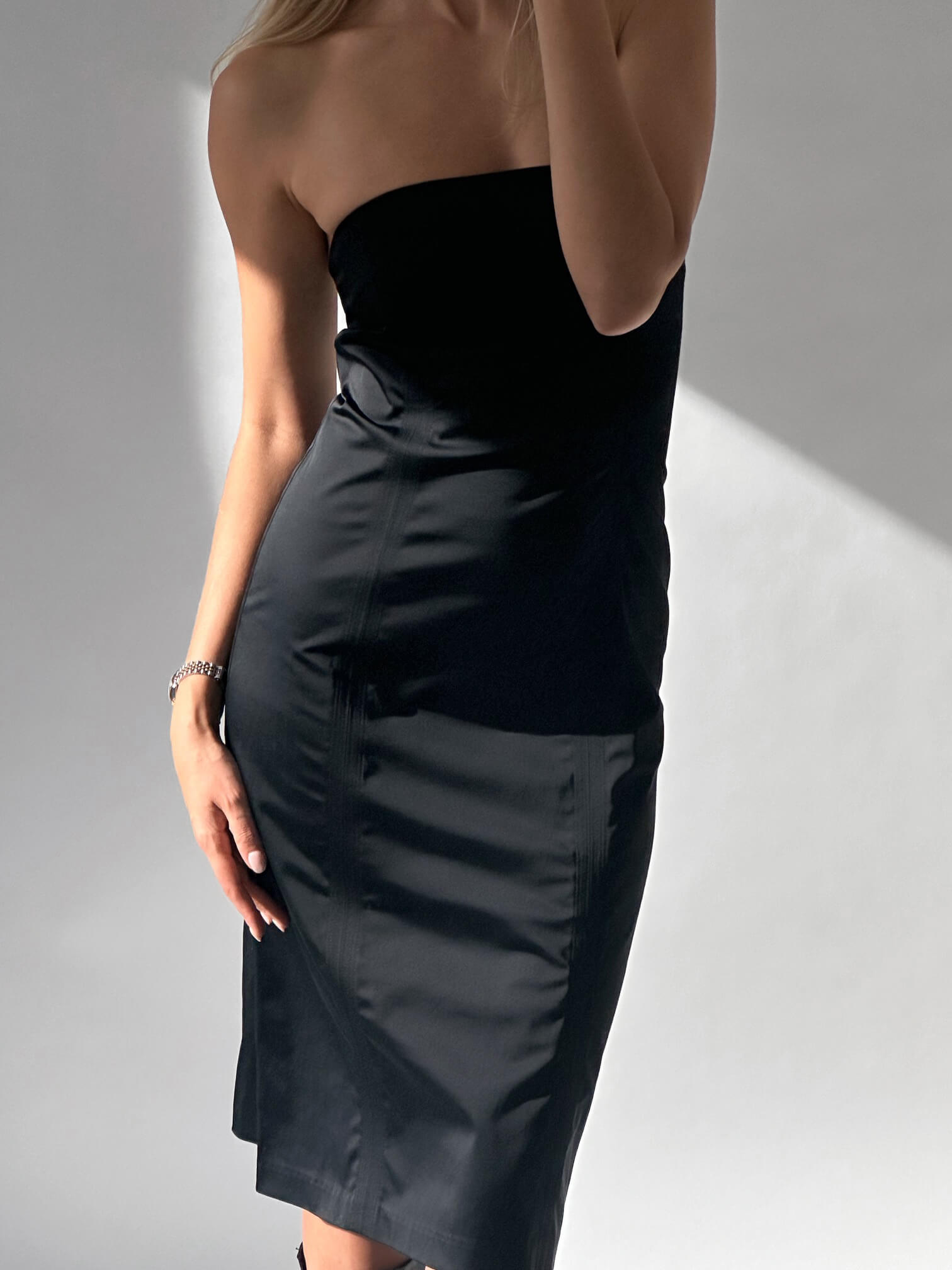 Vintage Strapless Satin Dress | 3/4