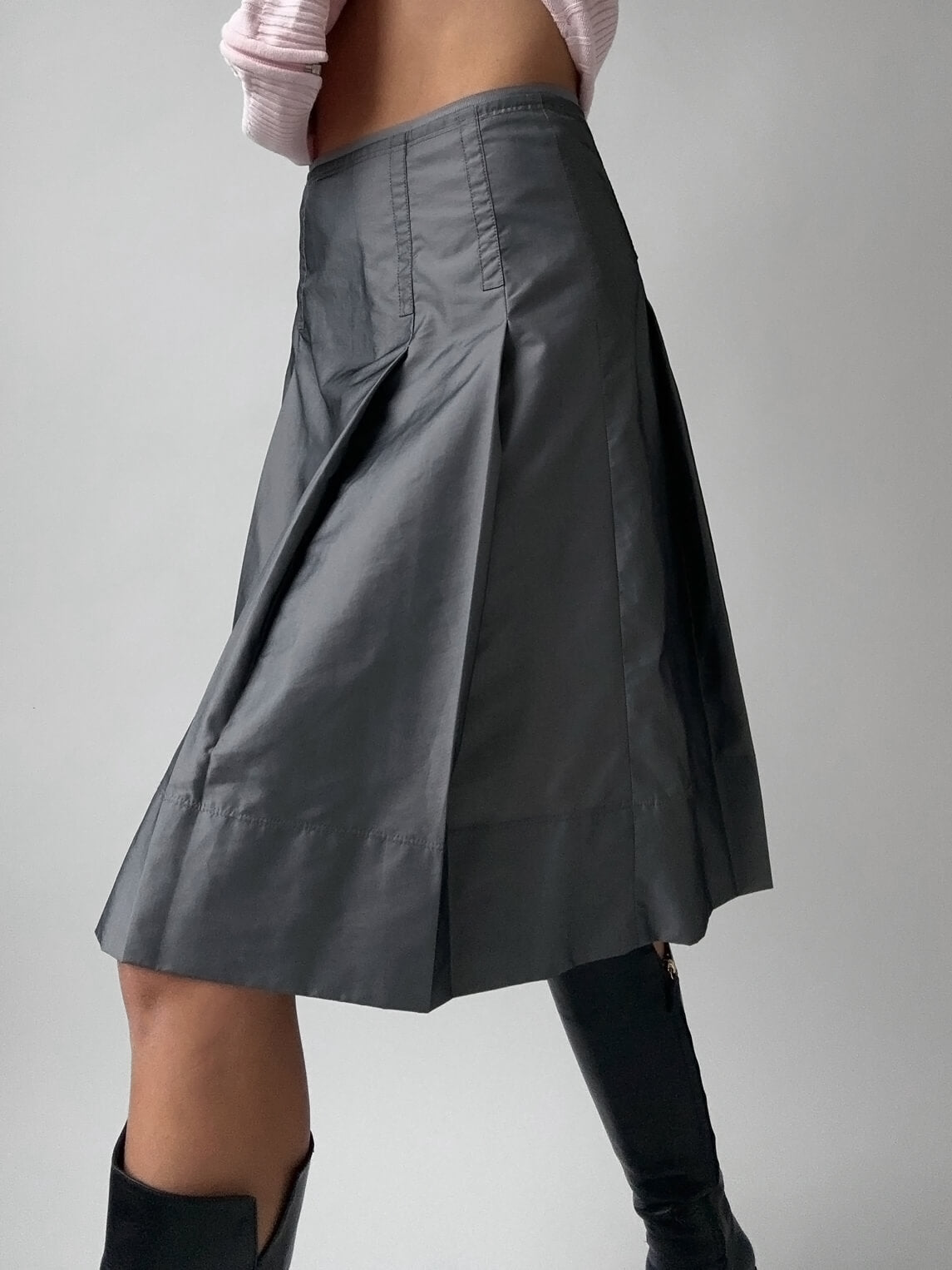 Vintage Silver Pleated Nylon Skirt | XS/0