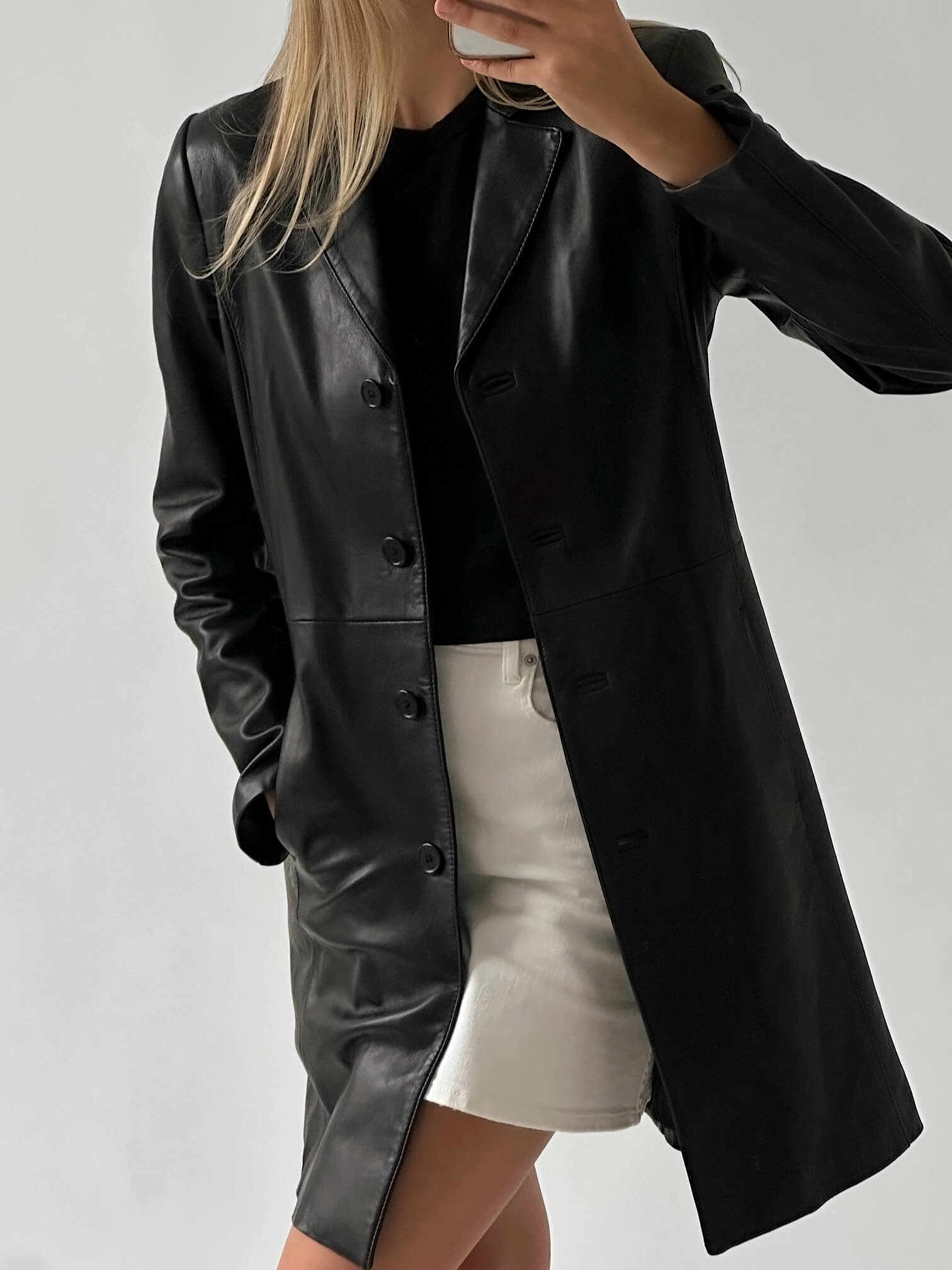 Vintage Long Leather Jacket | S