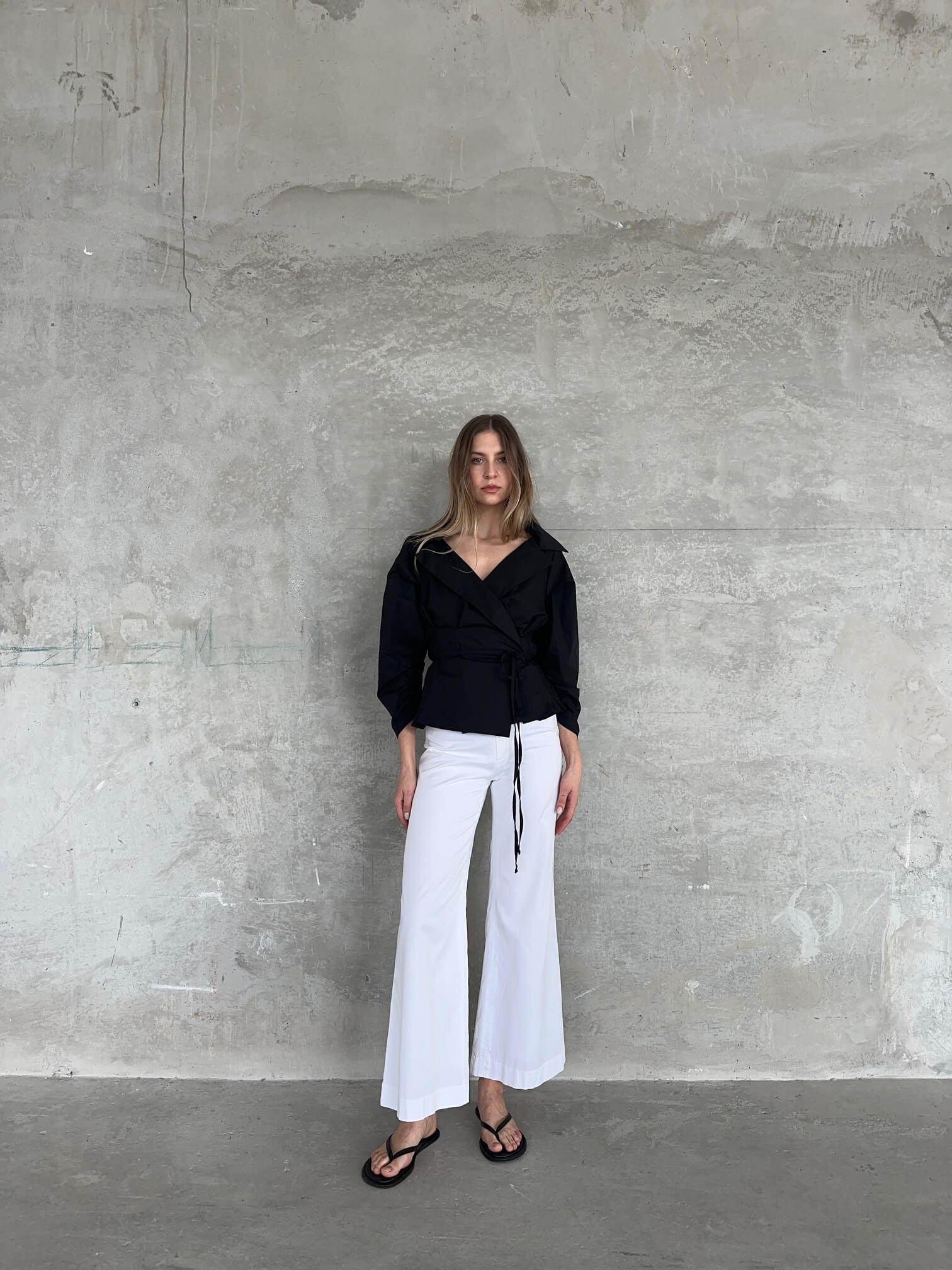 Vintage Italian Poplin Wrap Blouse | S/M