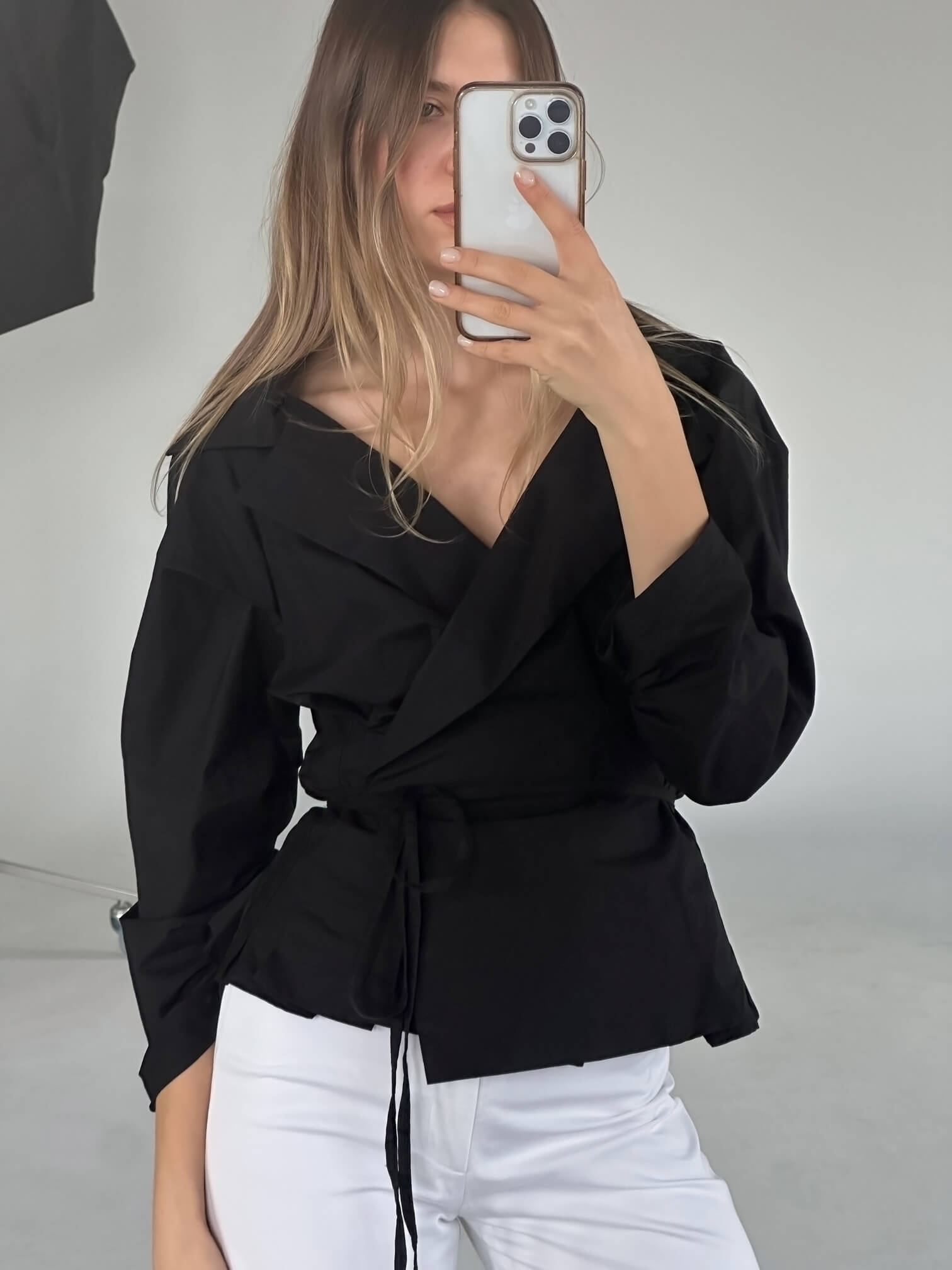 Vintage Italian Poplin Wrap Blouse | S/M