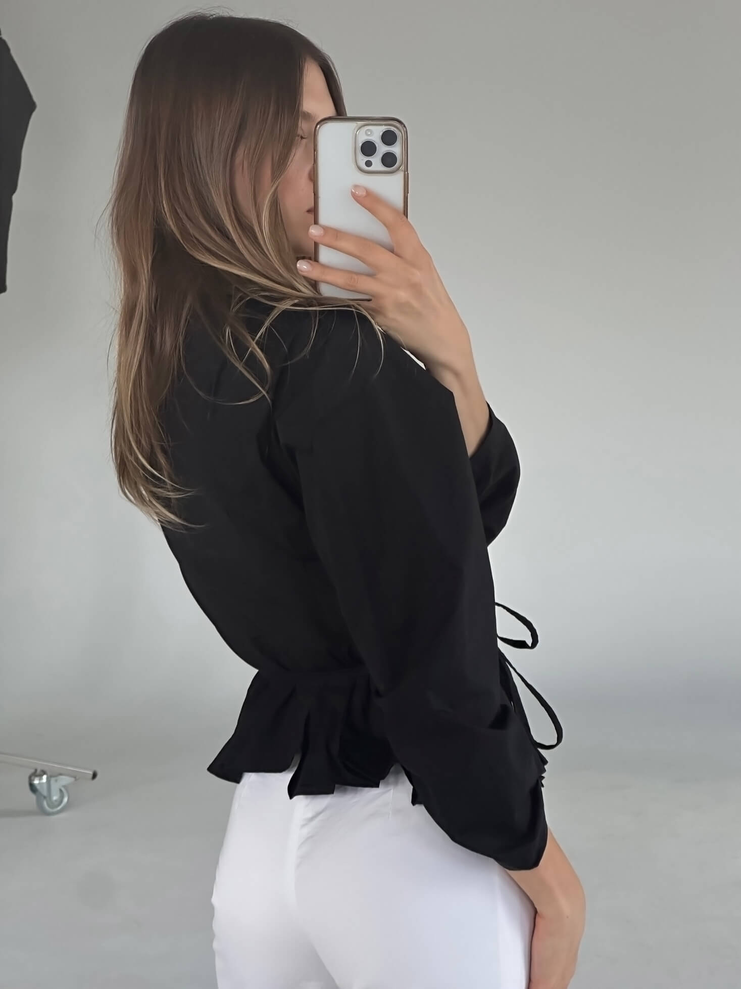 Vintage Italian Poplin Wrap Blouse | S/M