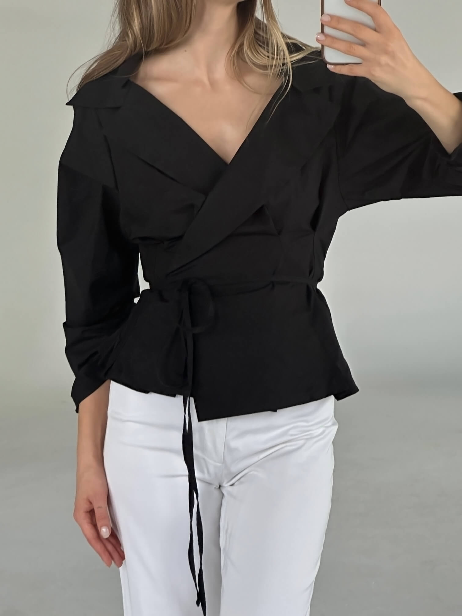 Vintage Italian Poplin Wrap Blouse | S/M