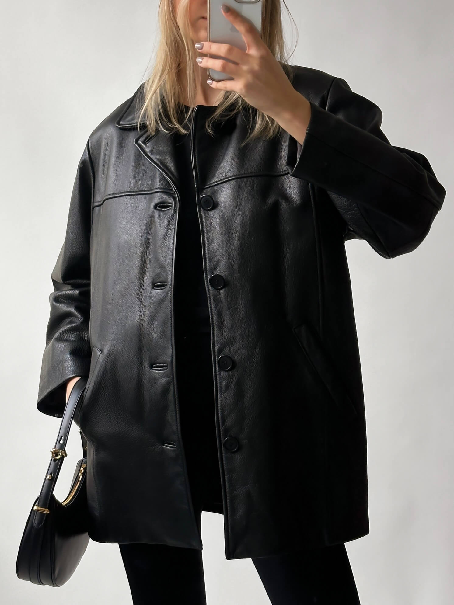 モール福祉 【Chikashitsu +】oversized leather jacket | www.oric