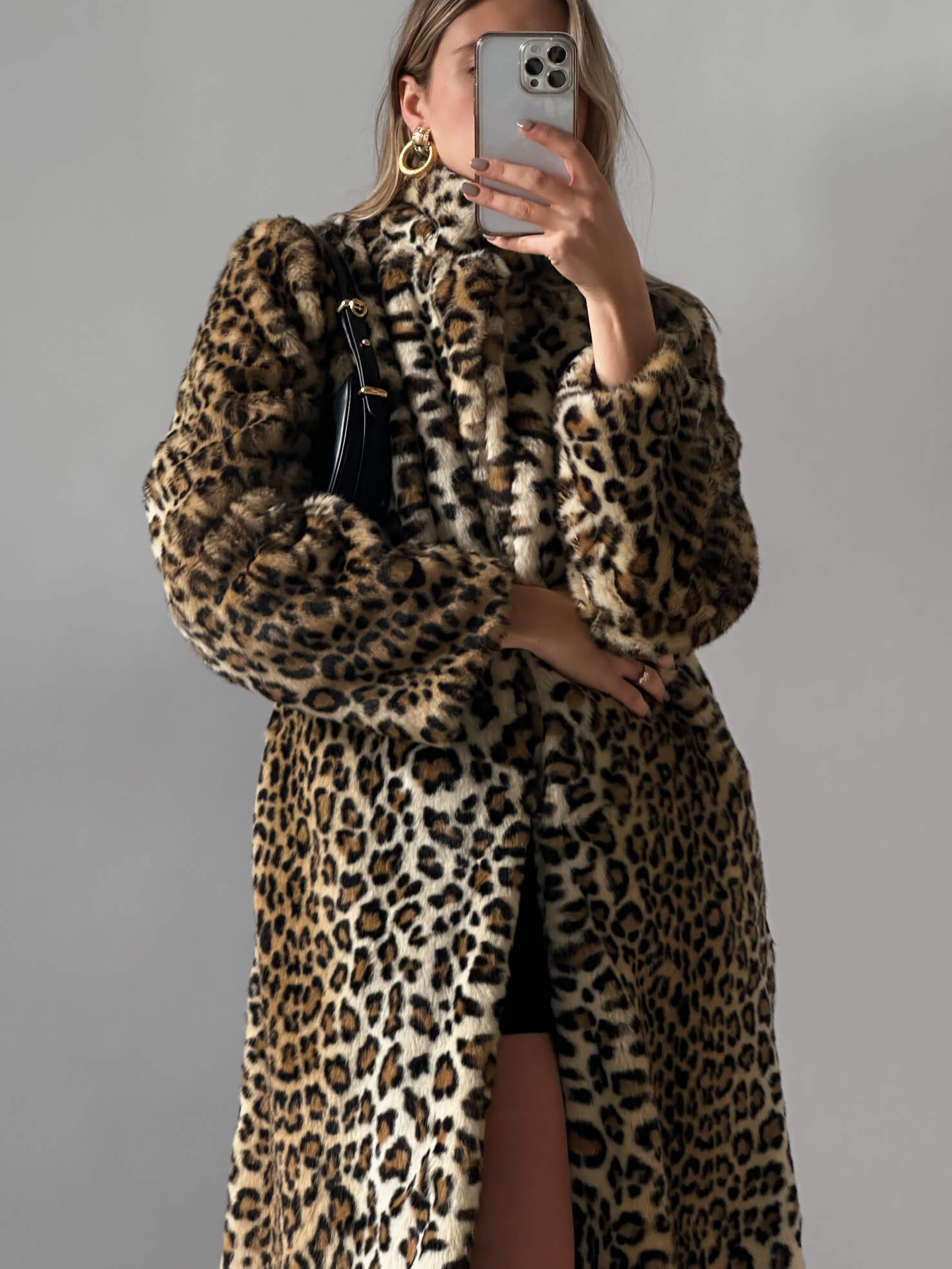 Faux Fur Leopard Long Coat | XS-M