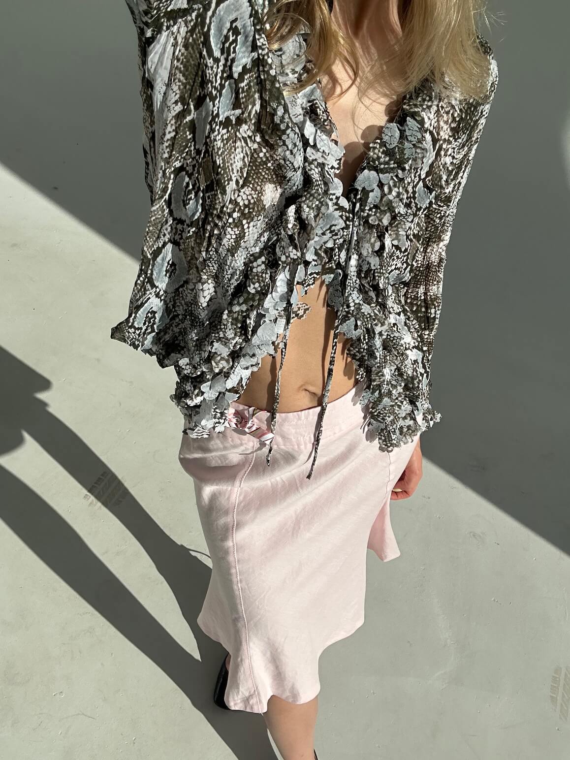 Vintage Pleated Python Confetti Blouse | S/M