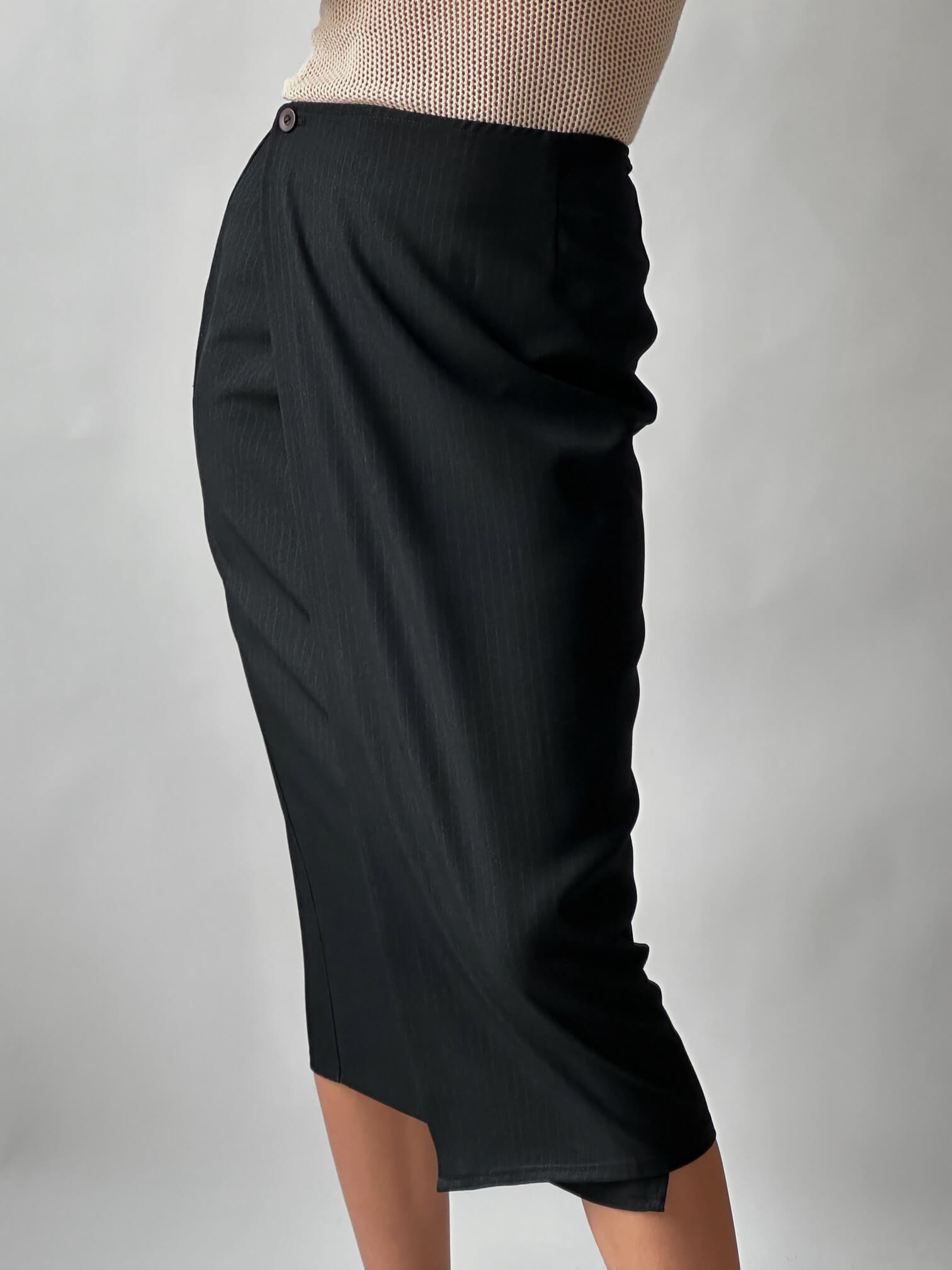 Vintage Charcoal Pinstripe Maxi Skirt | XS/S