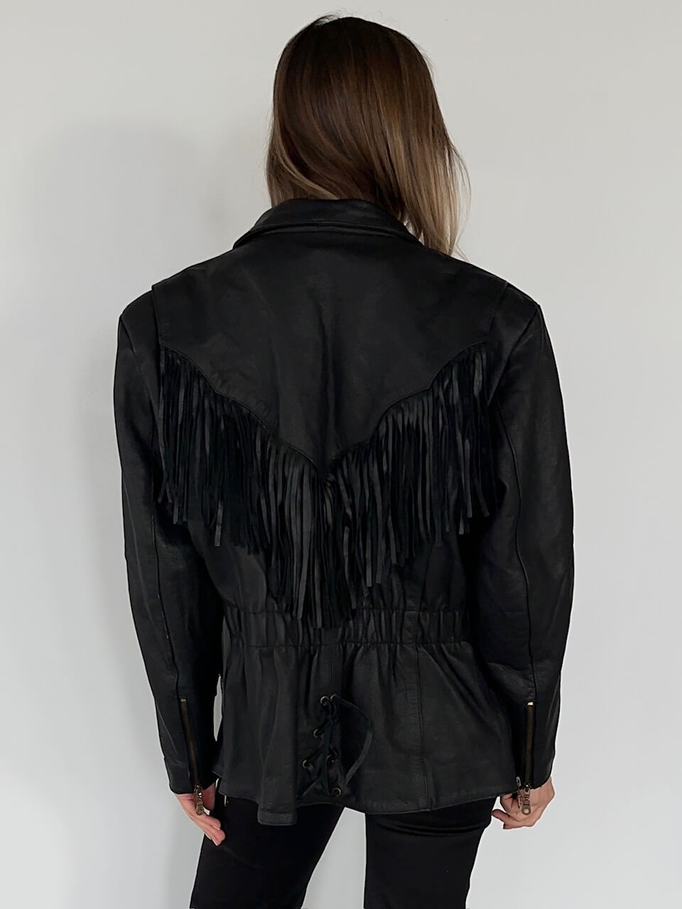 Vintage Oversized Fringe Leather Jacket | XS-XL