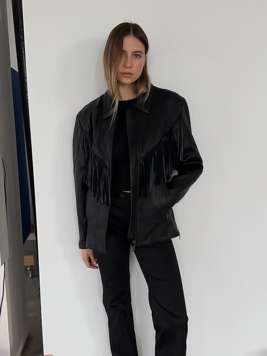 Vintage Oversized Fringe Leather Jacket | XS-XL