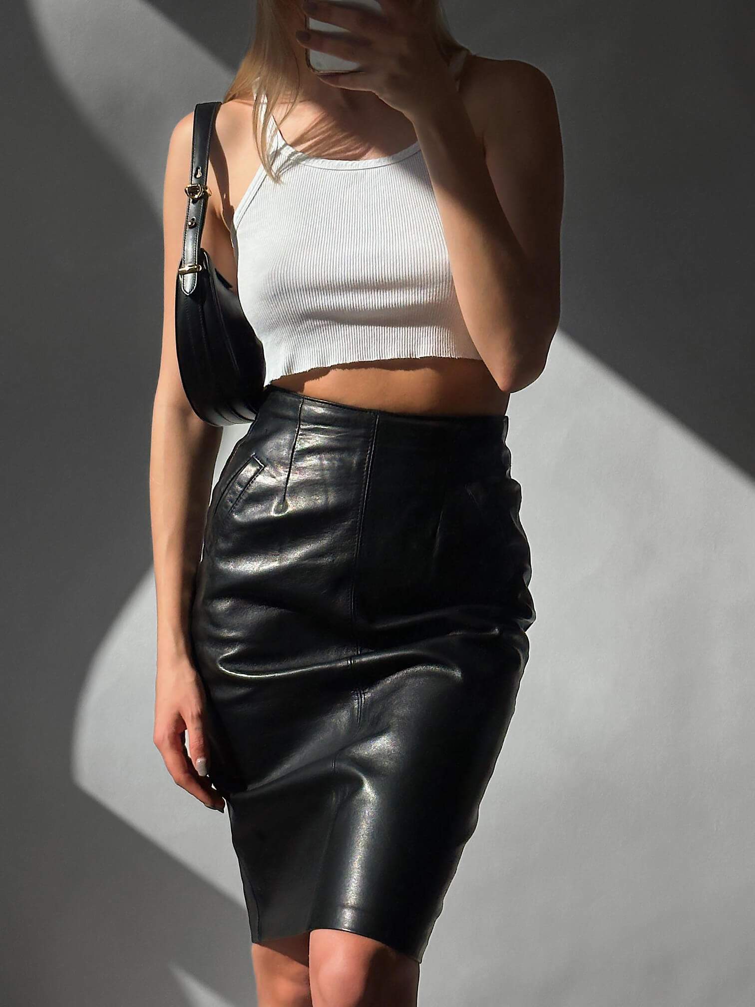 Vintage Leather Pencil Skirt | S/6