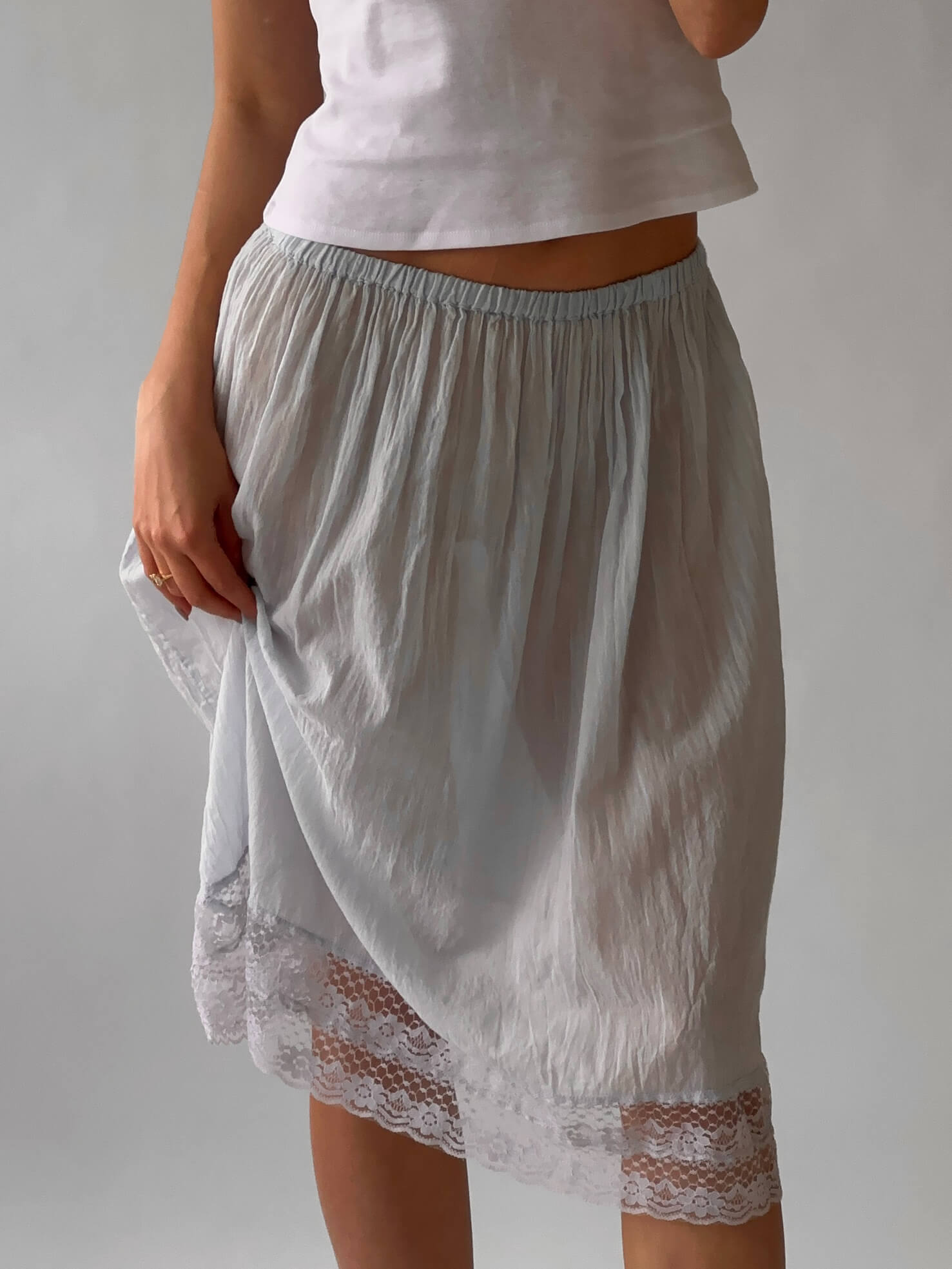 Vintage Baby Blue Cotton Slip Skirt | XS-M