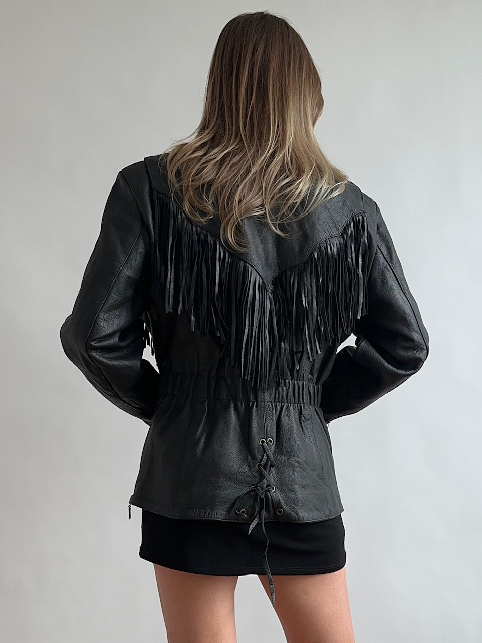 Vintage Oversized Fringe Leather Jacket | XS-XL