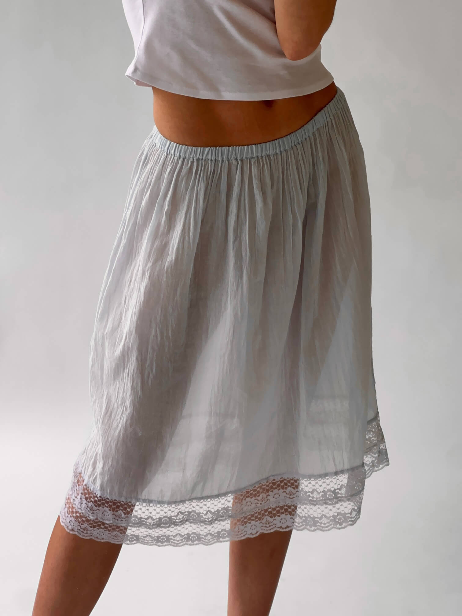 Vintage Baby Blue Cotton Slip Skirt | XS-M