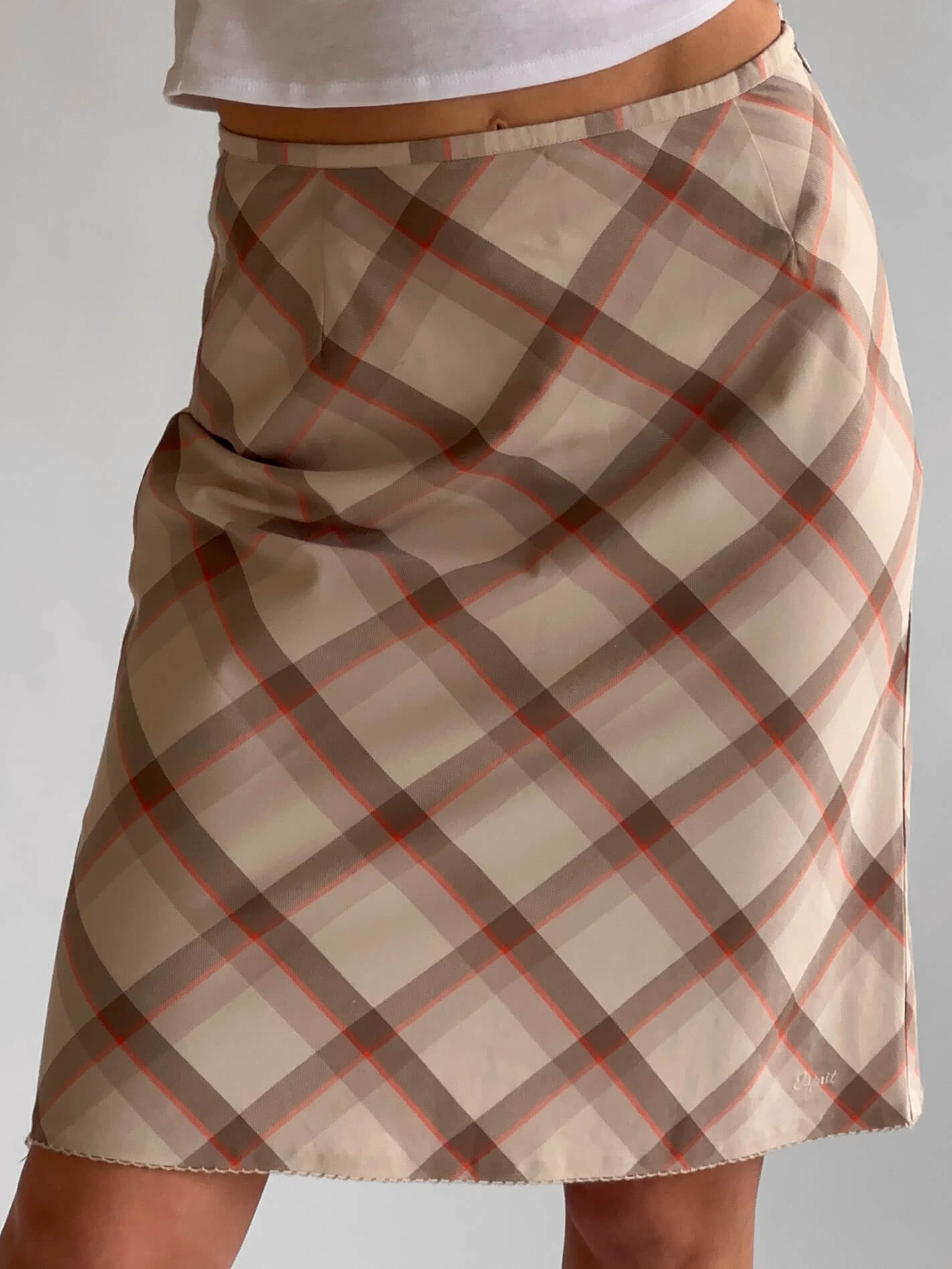 Vintage ESPRIT Gingham Midi Skirt | S
