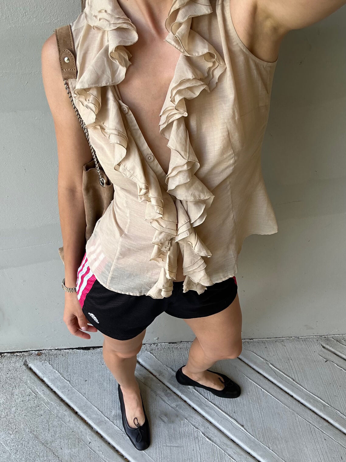 Vintage Sleeveless Ruffled Top | S/M