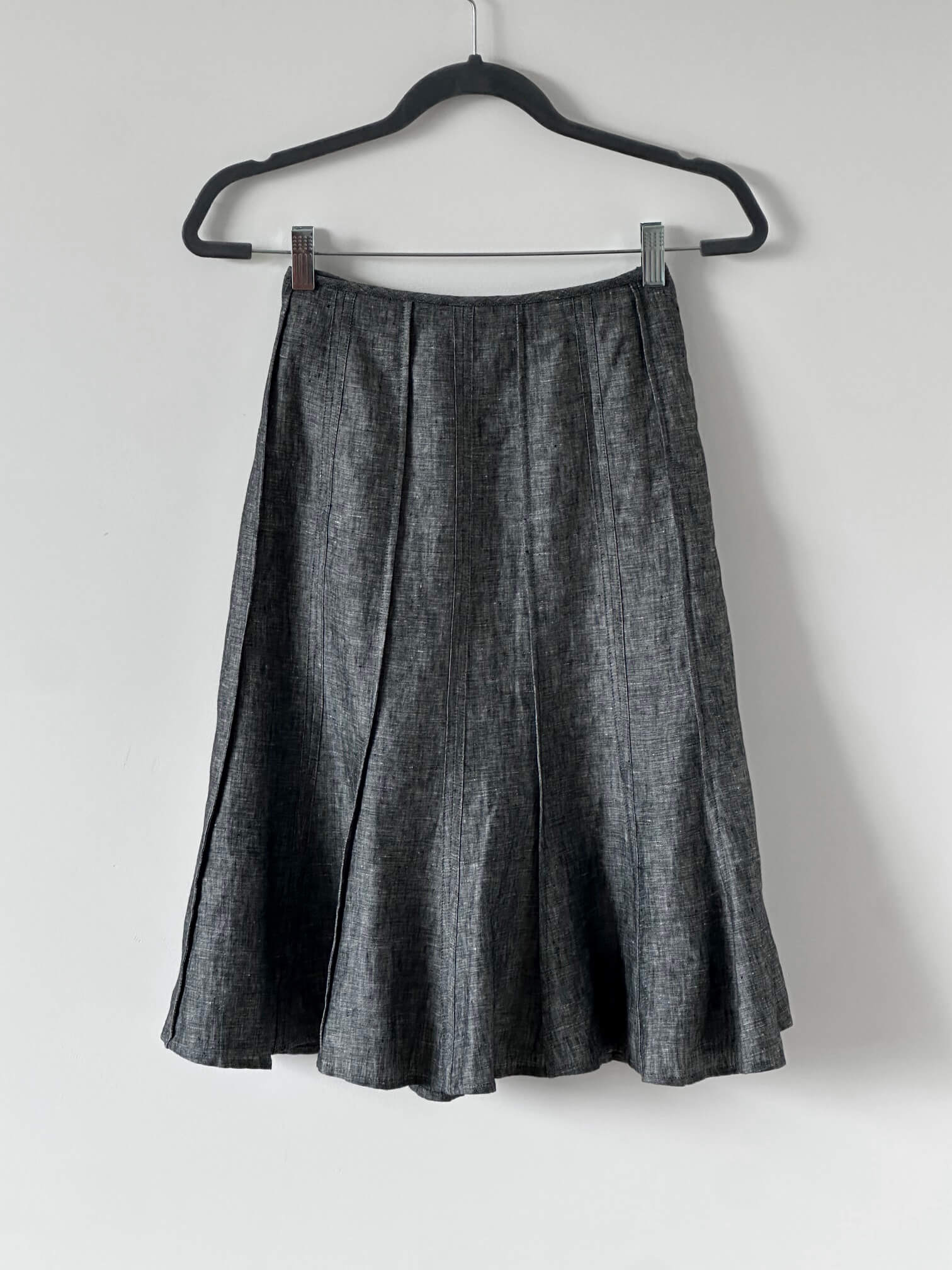 Vintage Linen Pleated Midi Skirt  | 6/S