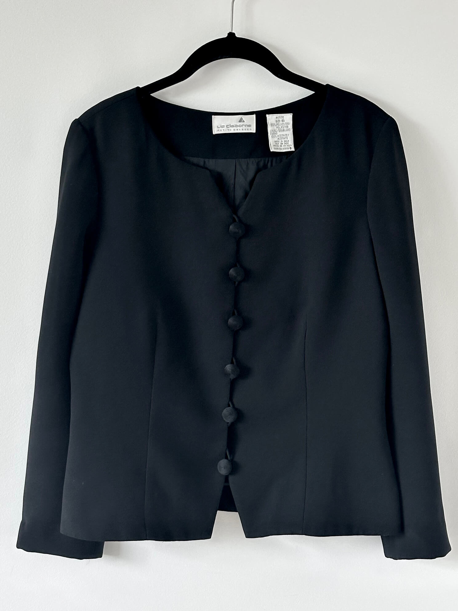 Vintage LIZ CLAIBORNE Collarless Blazer | Petite 6/XS-S