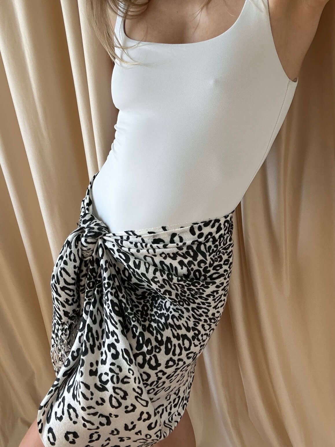 Vintage Cashmere and Silk Leopard Print Pashmina