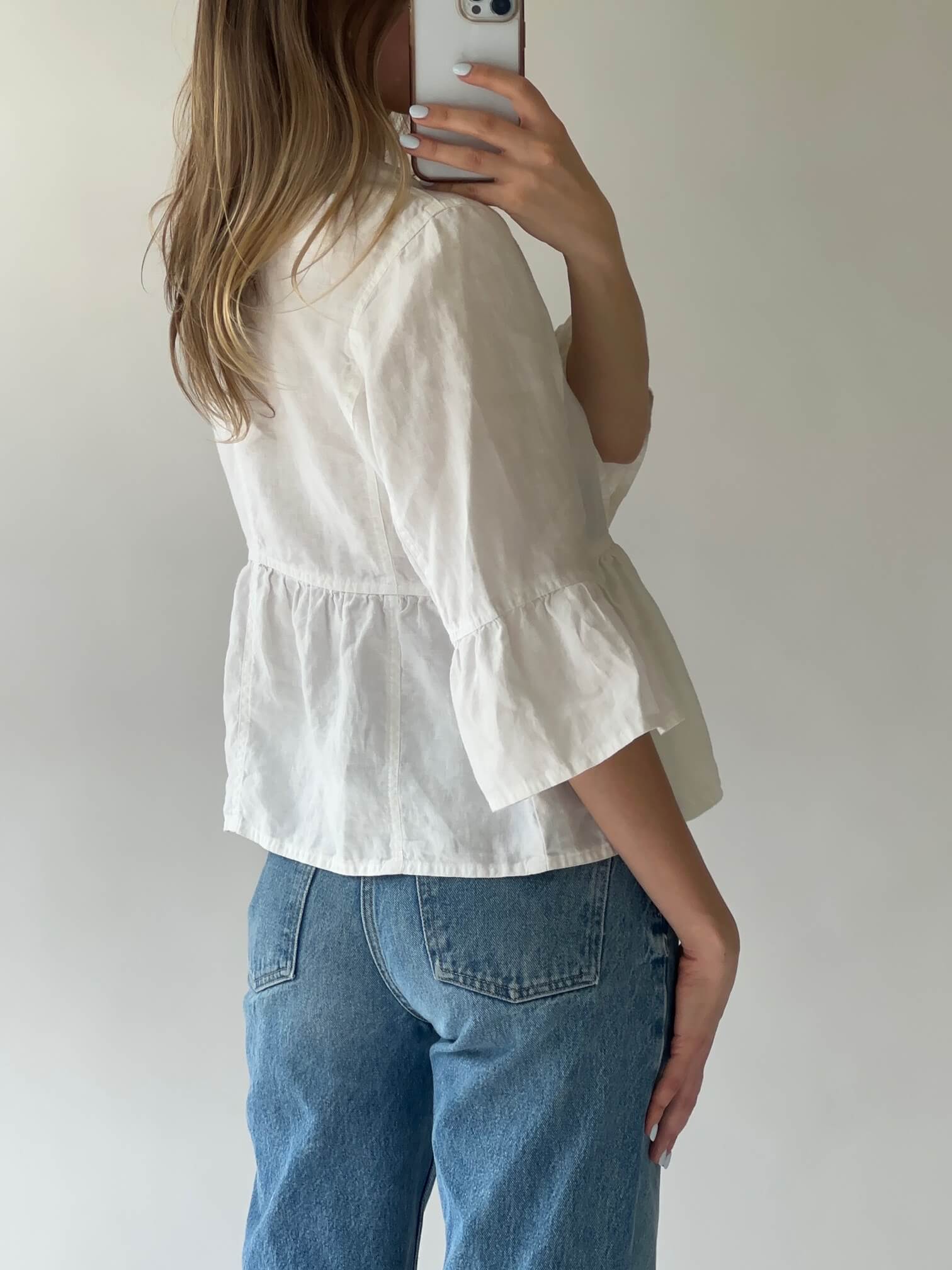 Vintage JONES NY Linen Ruffle Jacket | M