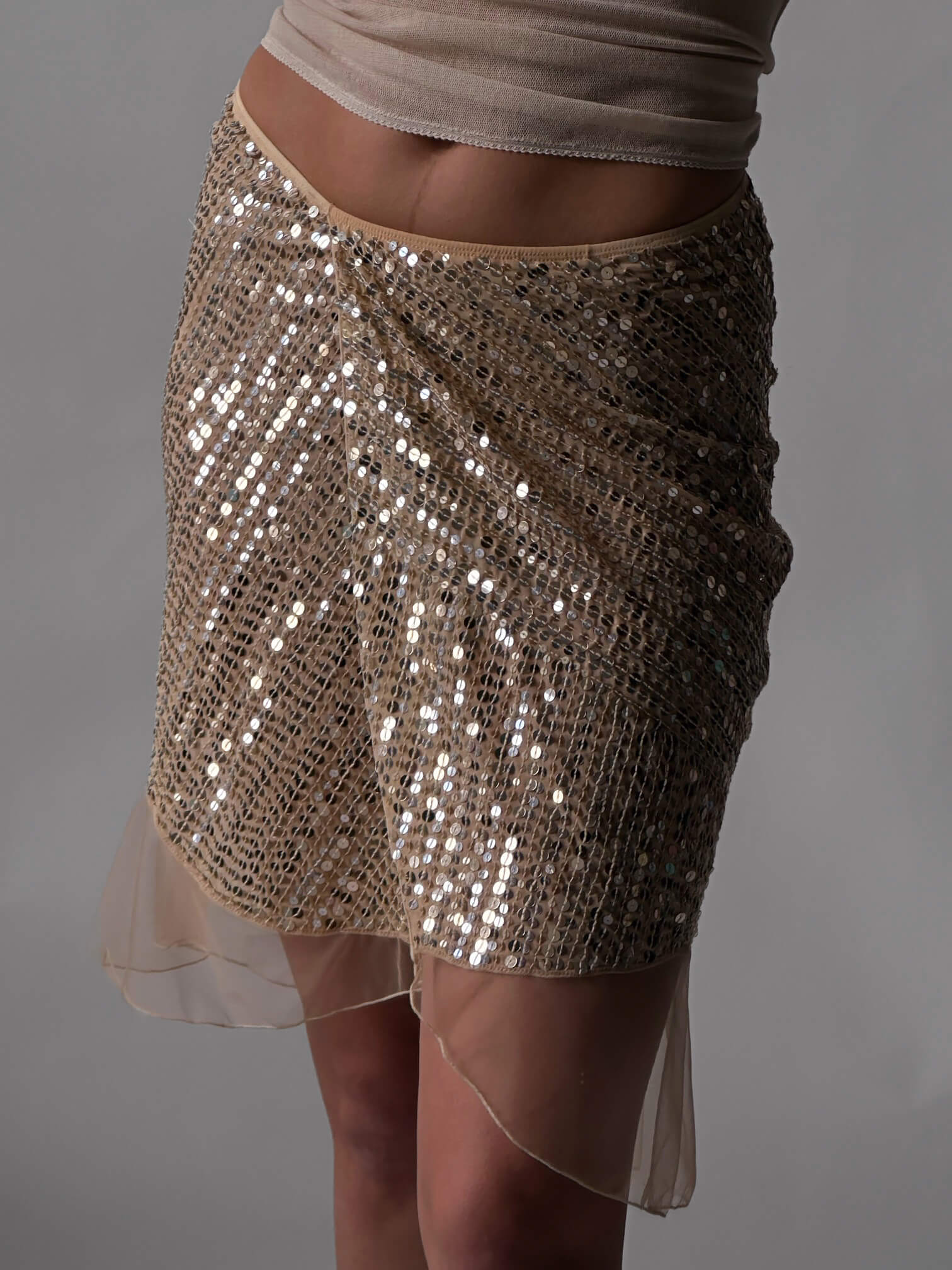 Vintage Italian Designer Sequin Mesh Skirt | M/L