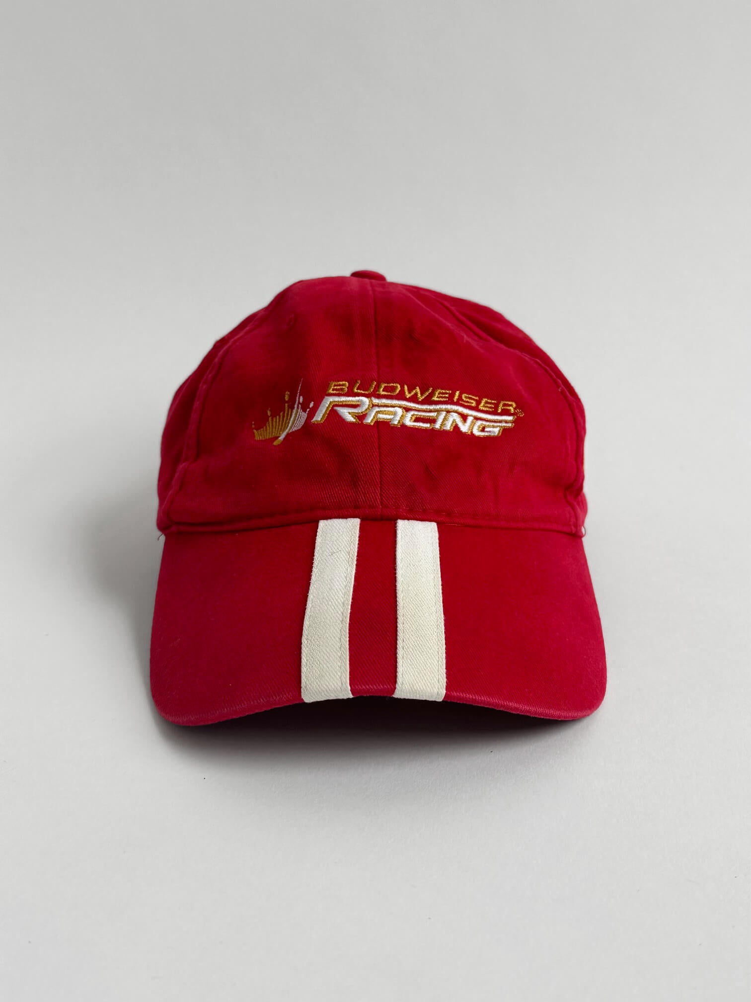 Vintage NASCAR BUDWEISER RACING Embroidered Velcro Strap Back Hat