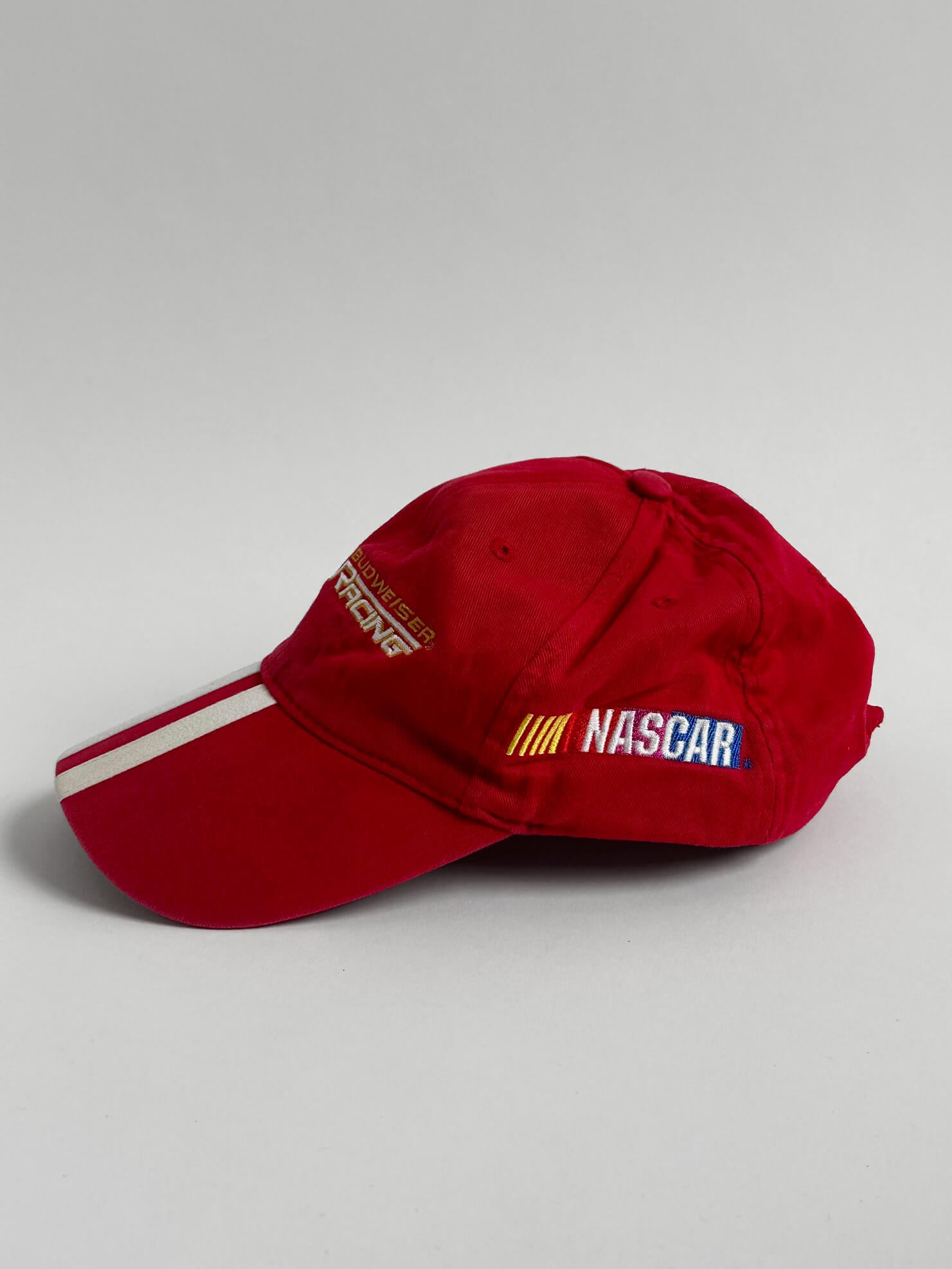 Vintage NASCAR BUDWEISER RACING Embroidered Velcro Strap Back Hat