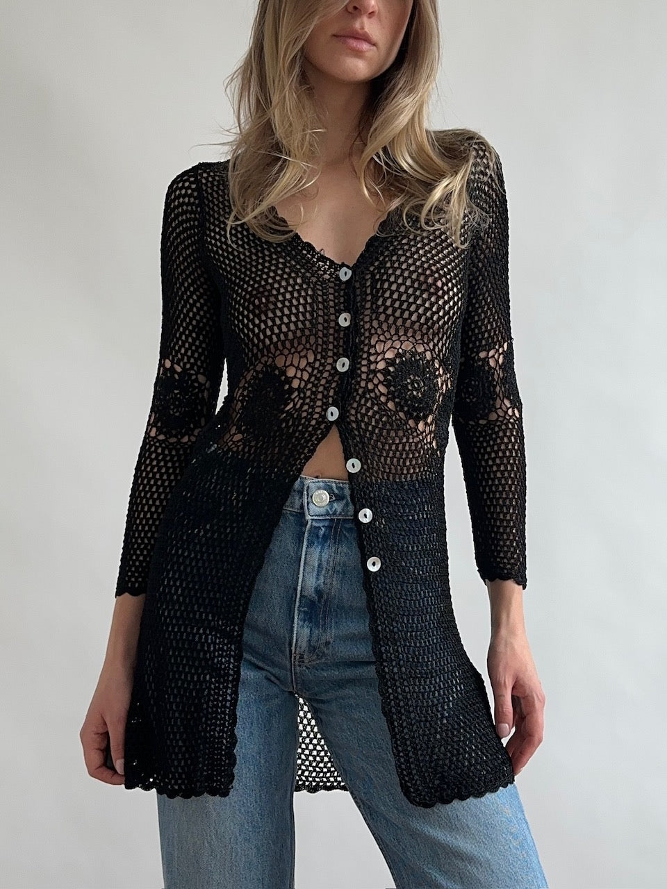 BCBG MAXAZRIA Retro Crochet Cardigan | S-L