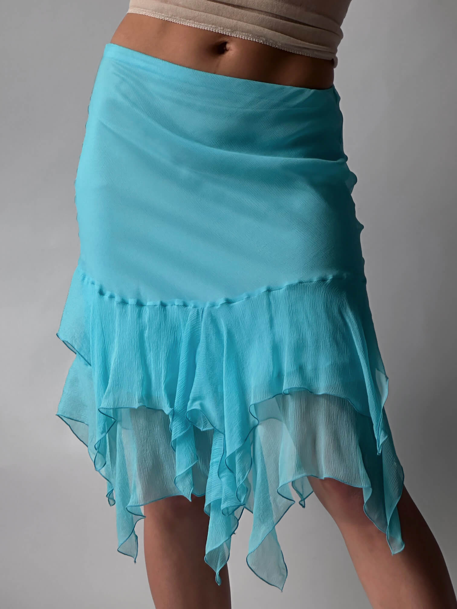Vintage Italian Designer D.EXTERIOR Aqua Silk Skirt | S/M